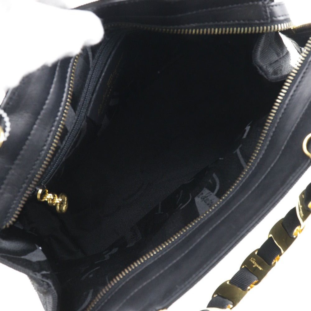 Salvatore Ferragamo Vara Black Canvas Handbag (Pre-Owned) Size ONE SIZE - 5 Thumbnail