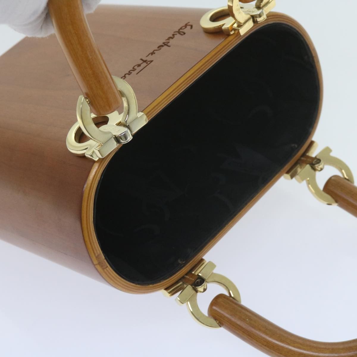 Salvatore Ferragamo Gancini Brown Synthetic Handbag (Pre-Owned) Size ONE SIZE - 12 Thumbnail