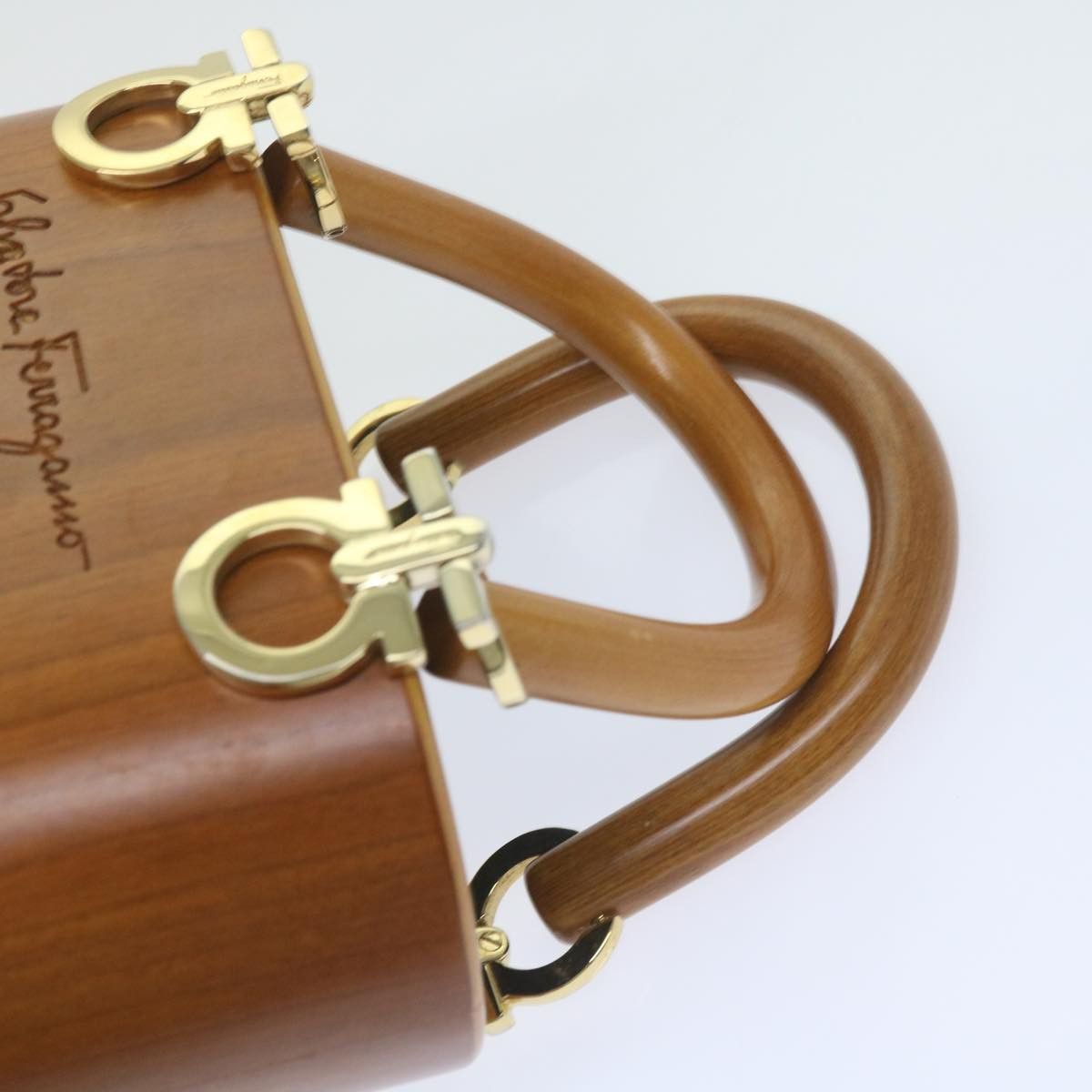 Salvatore Ferragamo Gancini Brown Synthetic Handbag (Pre-Owned) Size ONE SIZE - 4 Thumbnail