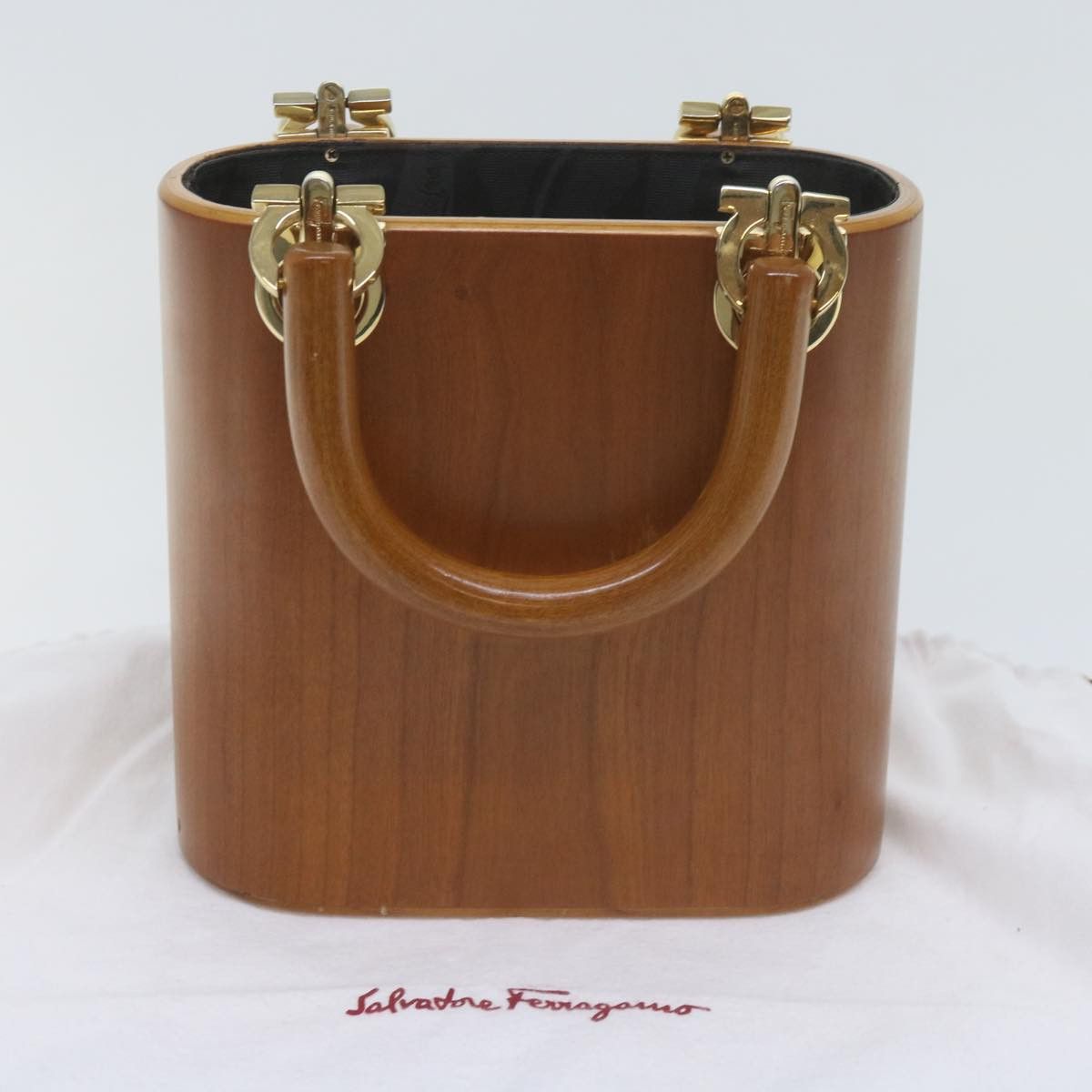 Salvatore Ferragamo Gancini Brown Synthetic Handbag (Pre-Owned) Size ONE SIZE - 8 Thumbnail