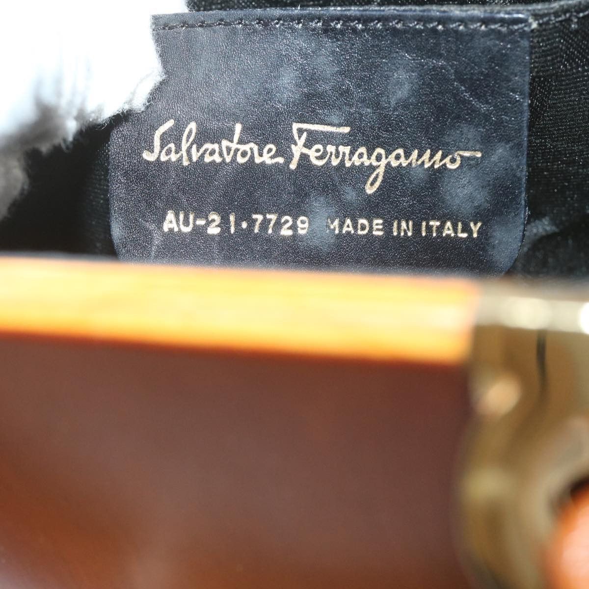 Salvatore Ferragamo Gancini Brown Synthetic Handbag (Pre-Owned) Size ONE SIZE - 6 Thumbnail