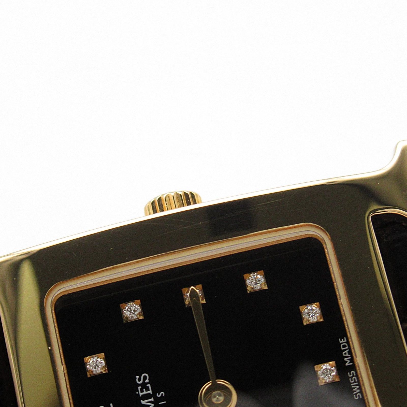 Hermes Hermes H Watch 11P Diamond Women Quartz Gp (Gold Plated) Leather Black Size ONE SIZE - 11 Thumbnail