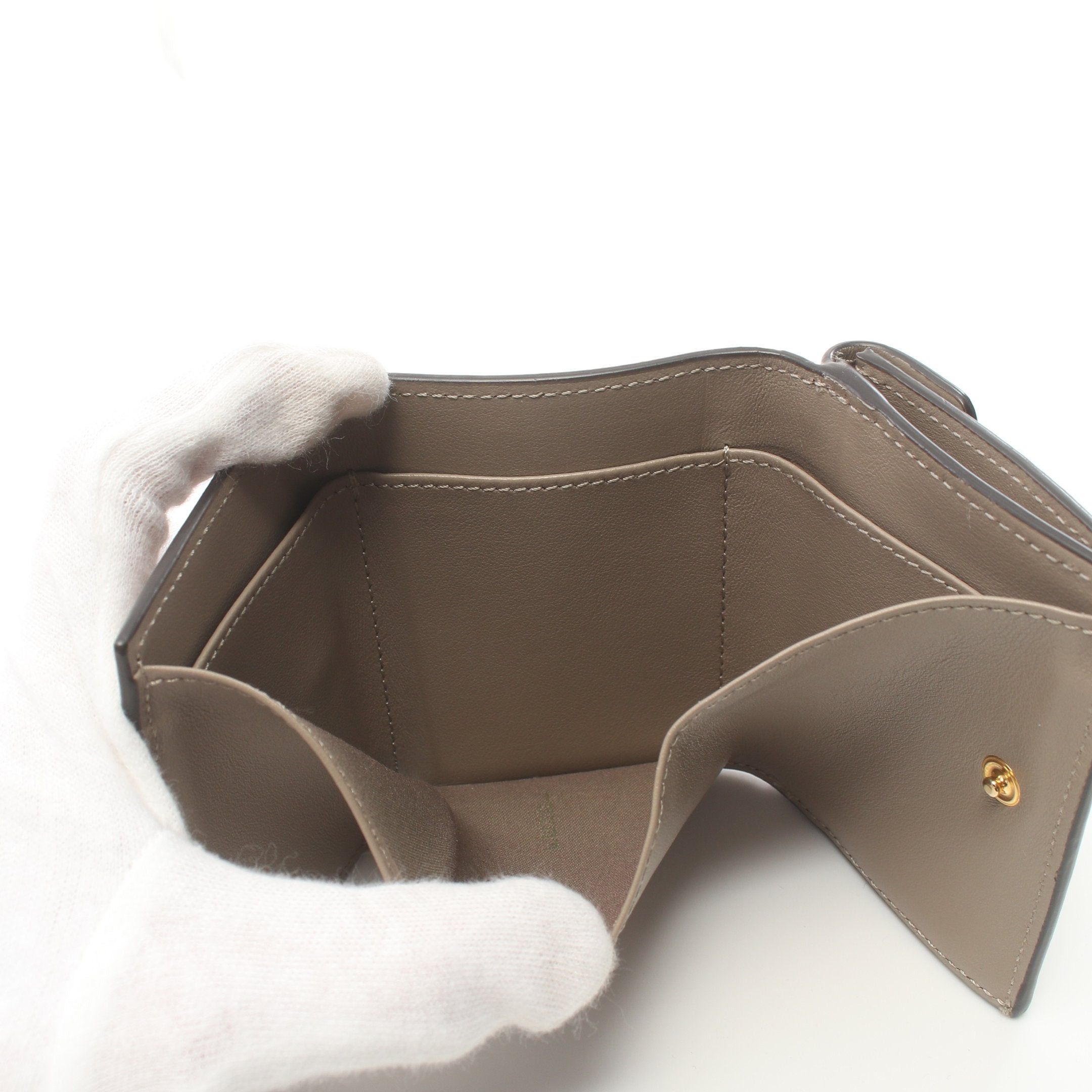Fendi Fendi F Is Trifold Wallet Compact Leather Gray Beige Size ONE SIZE - 7 Thumbnail