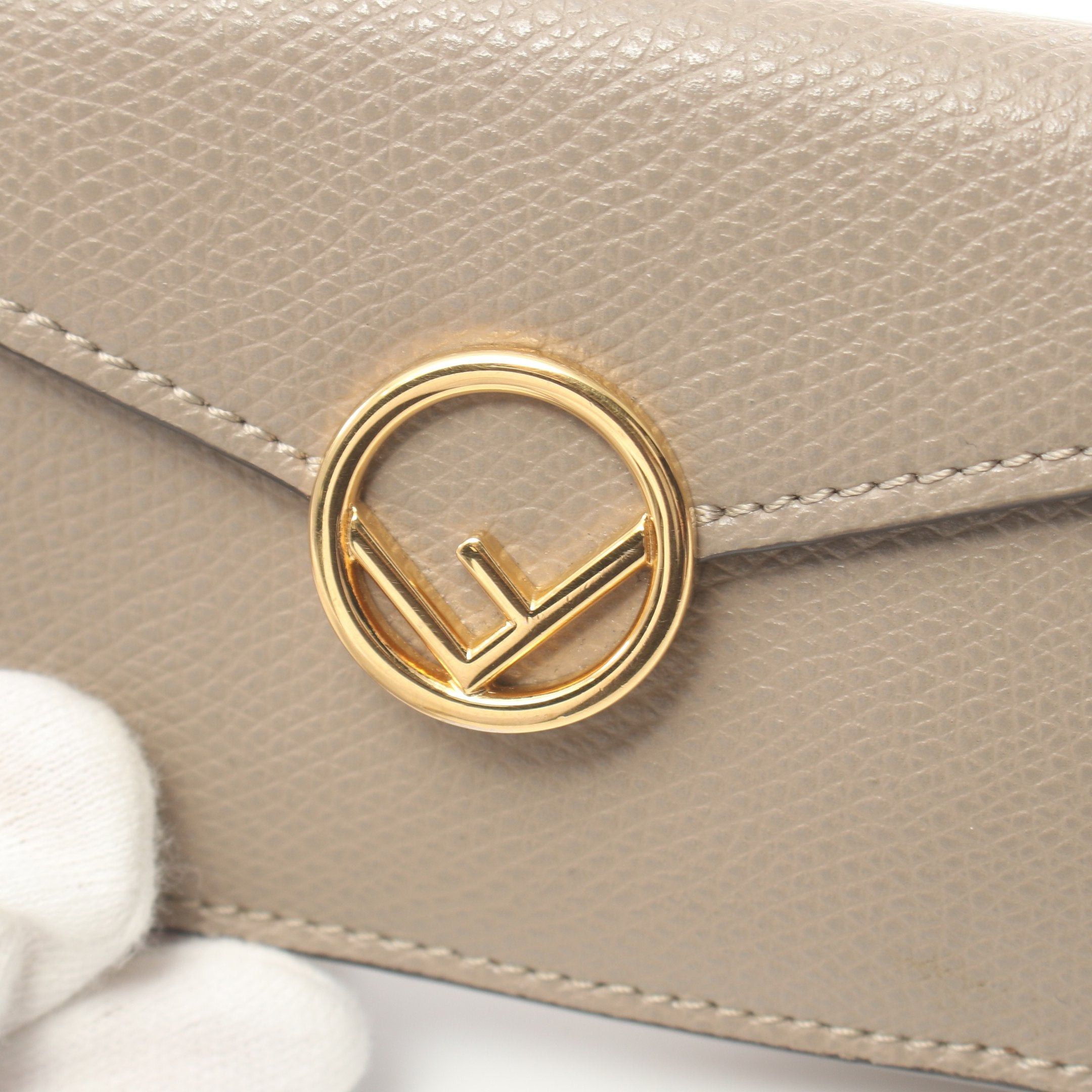 Fendi Fendi F Is Trifold Wallet Compact Leather Gray Beige Size ONE SIZE - 8 Thumbnail