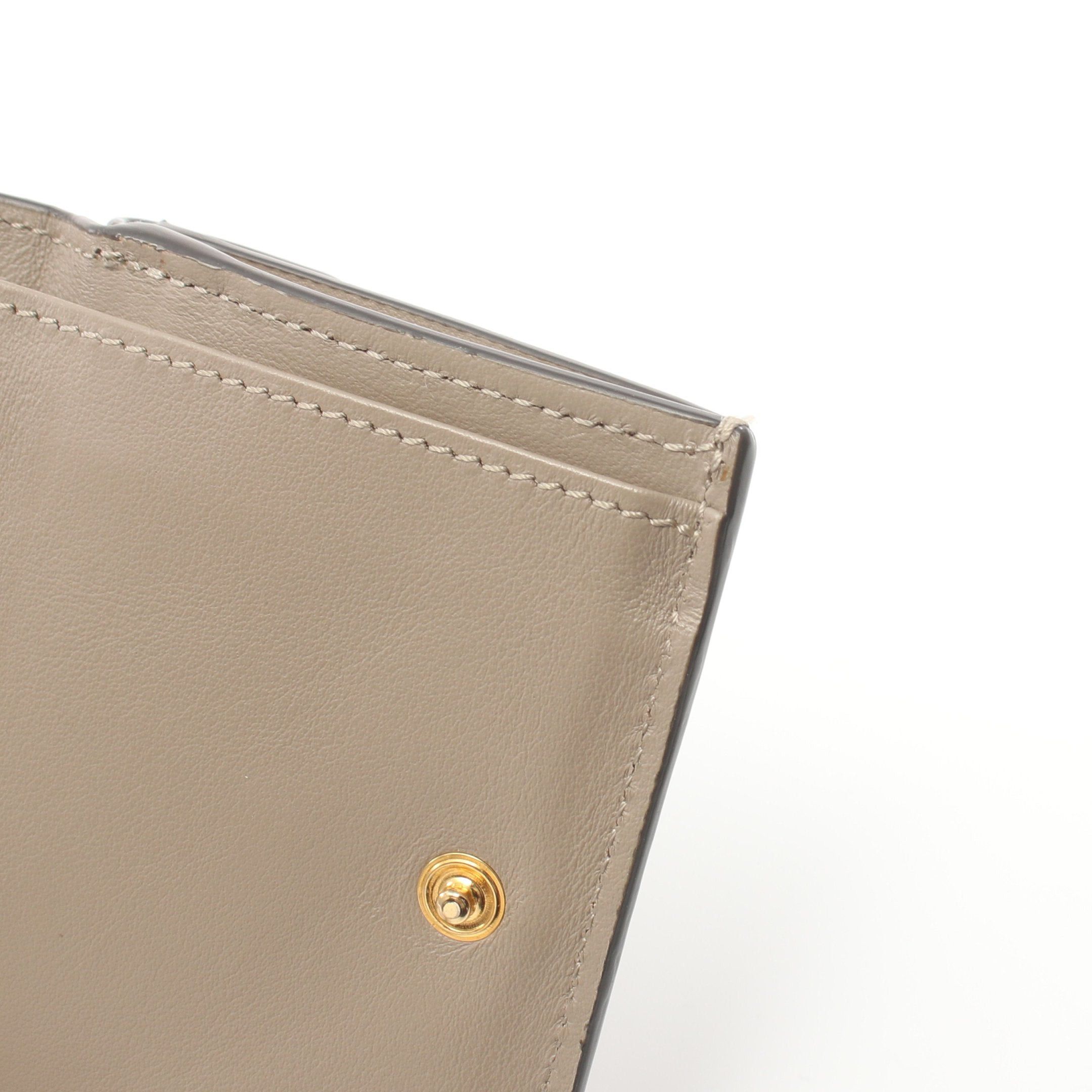 Fendi Fendi F Is Trifold Wallet Compact Leather Gray Beige Size ONE SIZE - 6 Thumbnail