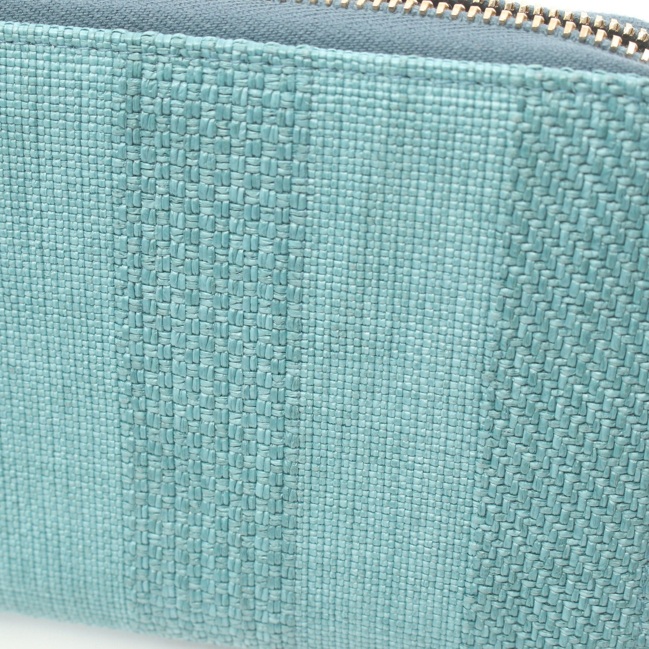 Chanel Chanel Deauville Stripe Round Zipper Long Wallet Fabric Leather Turquoise Blue Gold Hardware Size ONE SIZE - 6 Thumbnail