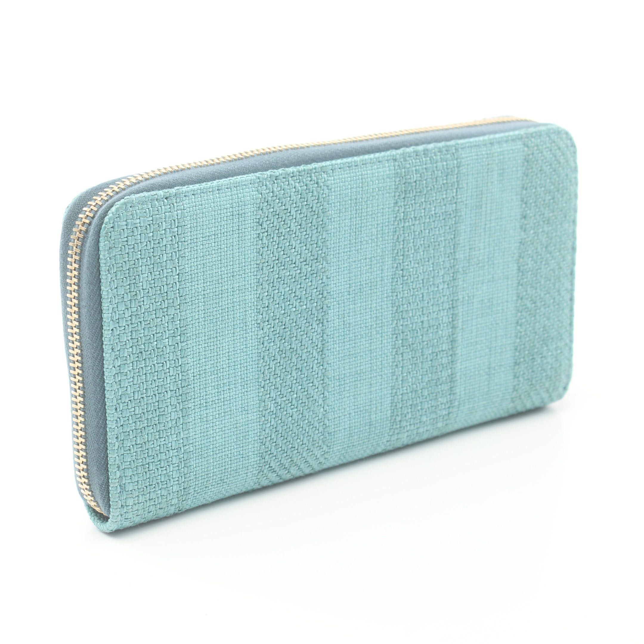 Chanel Chanel Deauville Stripe Round Zipper Long Wallet Fabric Leather Turquoise Blue Gold Hardware Size ONE SIZE - 2 Thumbnail