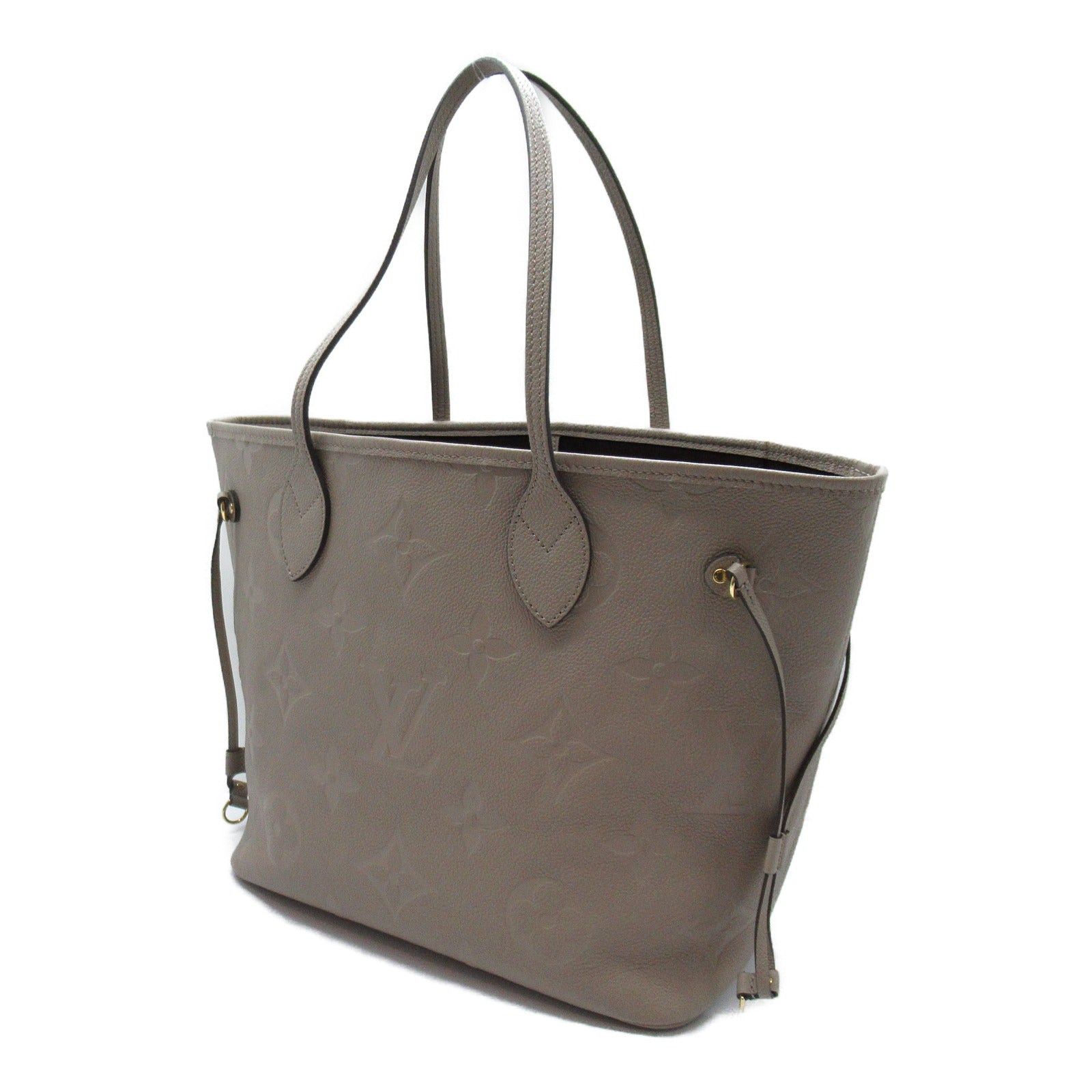 Louis Vuitton Louis Vuitton Neverfull Mm Handbag Tote Bag Calfskin (Cowhide) Monogram Empreinte Beige Tourterelle Size ONE SIZE - 3 Thumbnail