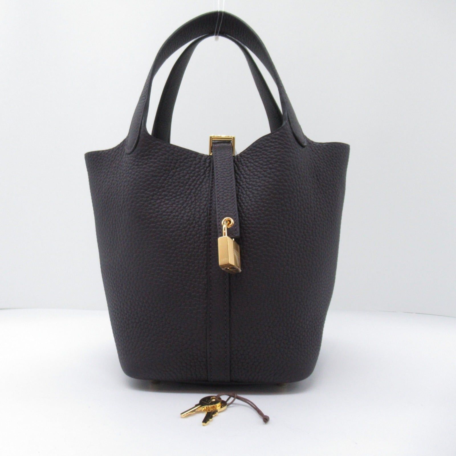 Hermes Hermes Picotan Lock Pm Prenoir Handbag Leather Clemence Black Gold Hardware Double Engraved Size ONE SIZE - 5 Thumbnail