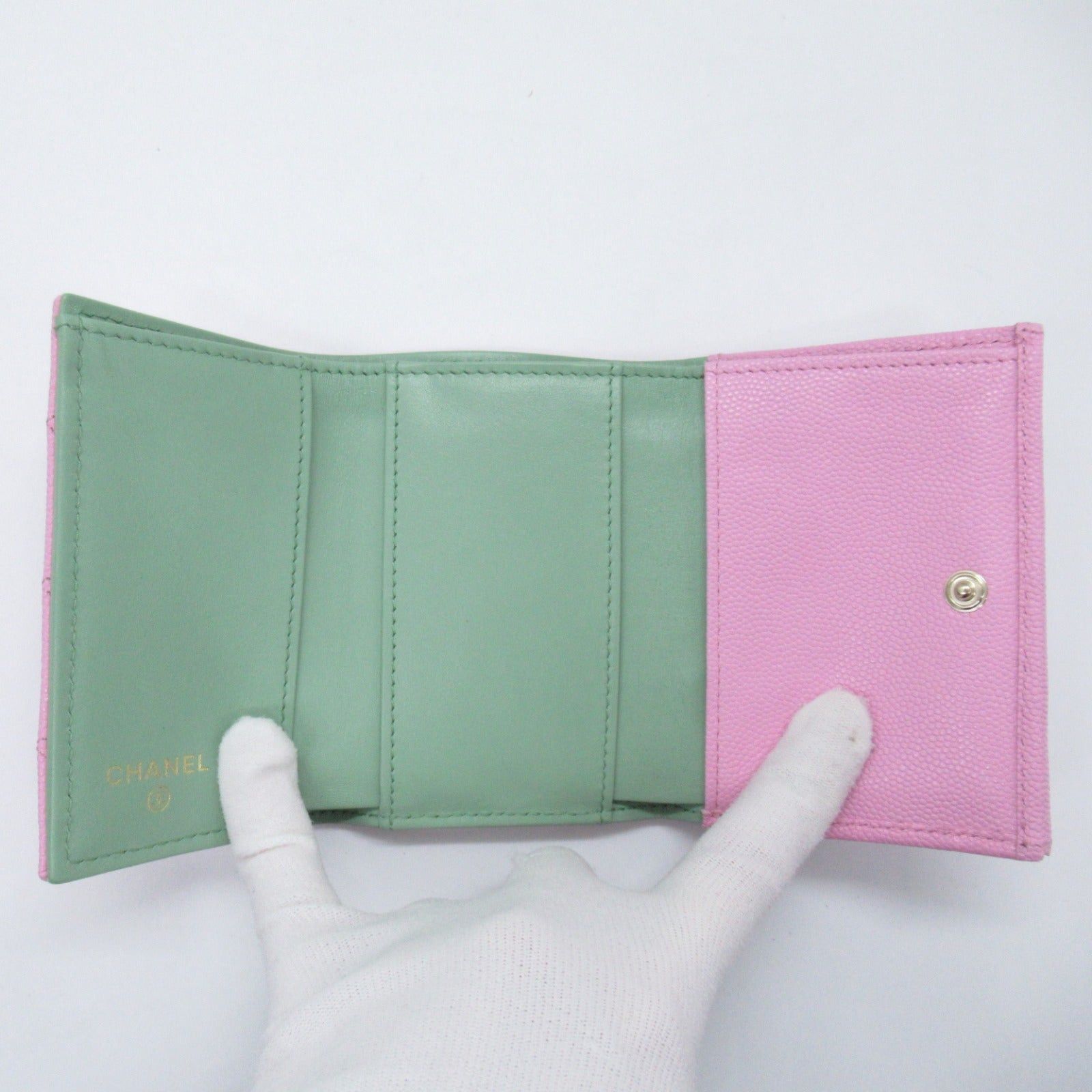 Chanel Chanel Classic Small Flap Wallet Tri-Fold Trifold Caviar Skin (Grained Calf) Pink Gold Hardware Size ONE SIZE - 3 Thumbnail