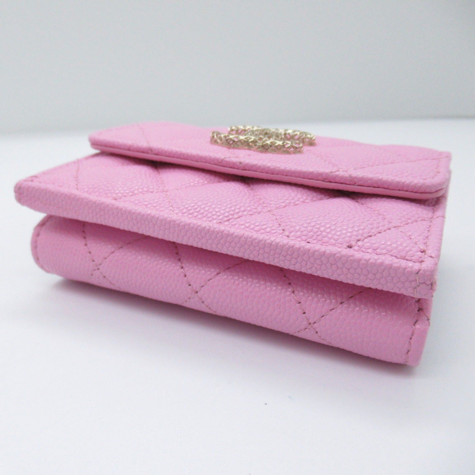 Chanel Chanel Classic Small Flap Wallet Tri-Fold Trifold Caviar Skin (Grained Calf) Pink Gold Hardware Size ONE SIZE - 6 Thumbnail