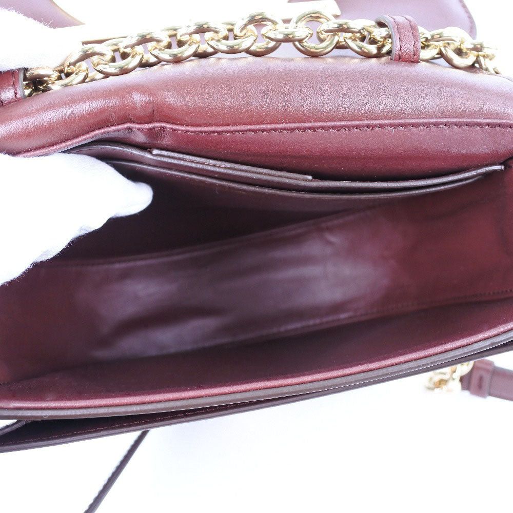 Salvatore Ferragamo Gancio Burgundy Leather Shoulder Bag (Pre-Owned) Size ONE SIZE - 12 Thumbnail