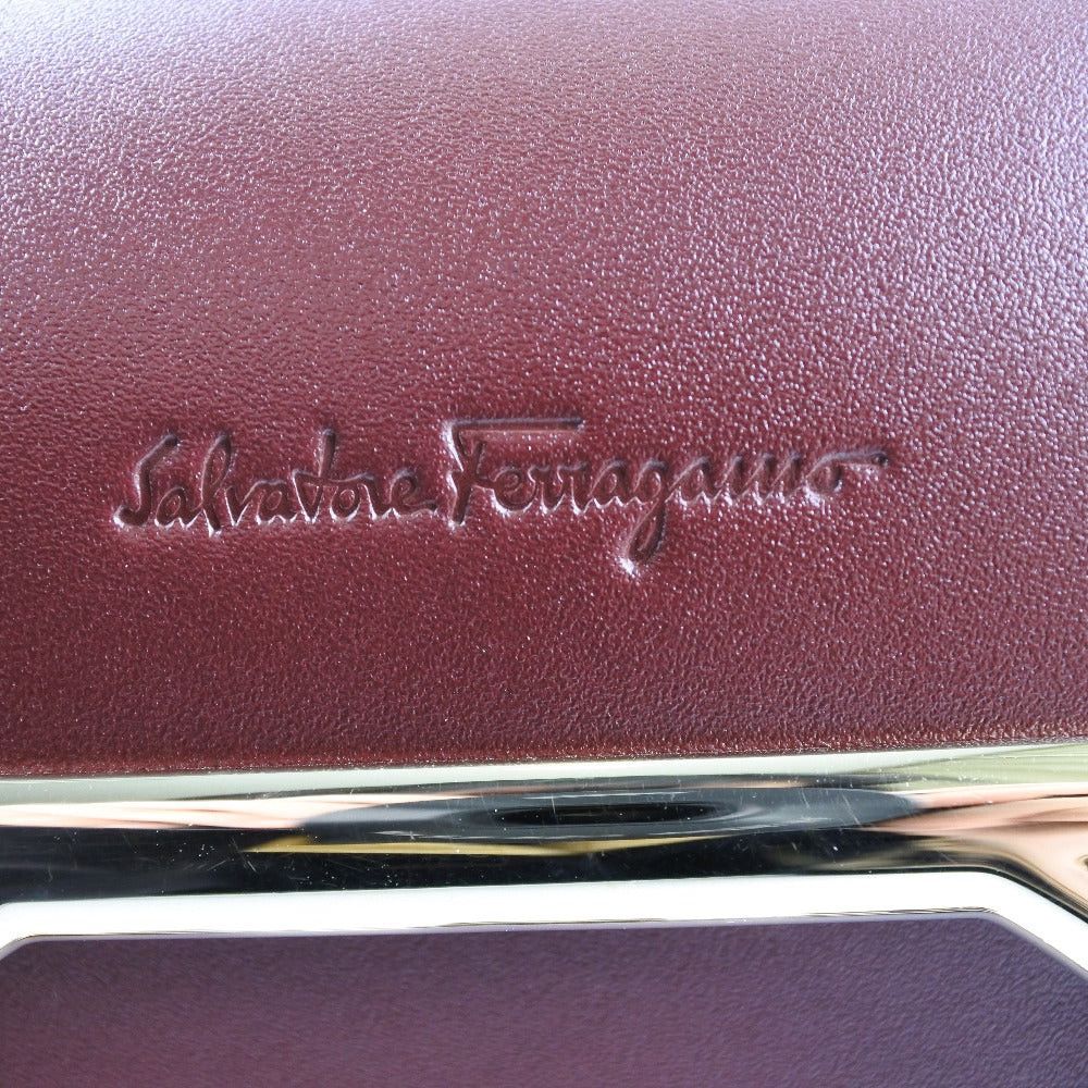 Salvatore Ferragamo Gancio Burgundy Leather Shoulder Bag (Pre-Owned) Size ONE SIZE - 6 Thumbnail