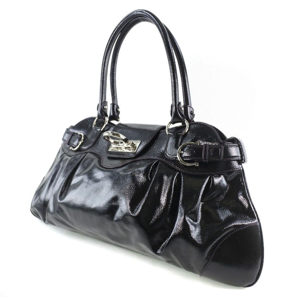 Salvatore Ferragamo Gancini Black Leather Handbag (Pre-Owned) Size ONE SIZE - 3 Thumbnail