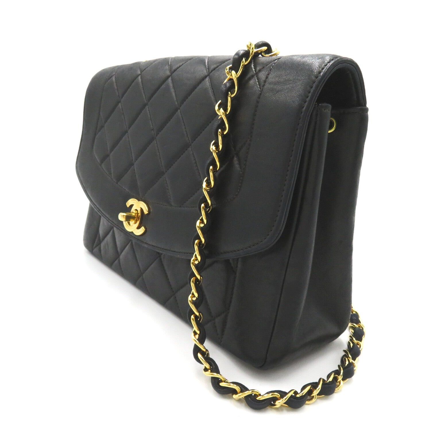 Chanel Chanel Matelasse Diana Chain Shoulder Bag Lambskin (Sheepskin) Black Gold Hardware Size ONE SIZE - 3 Thumbnail