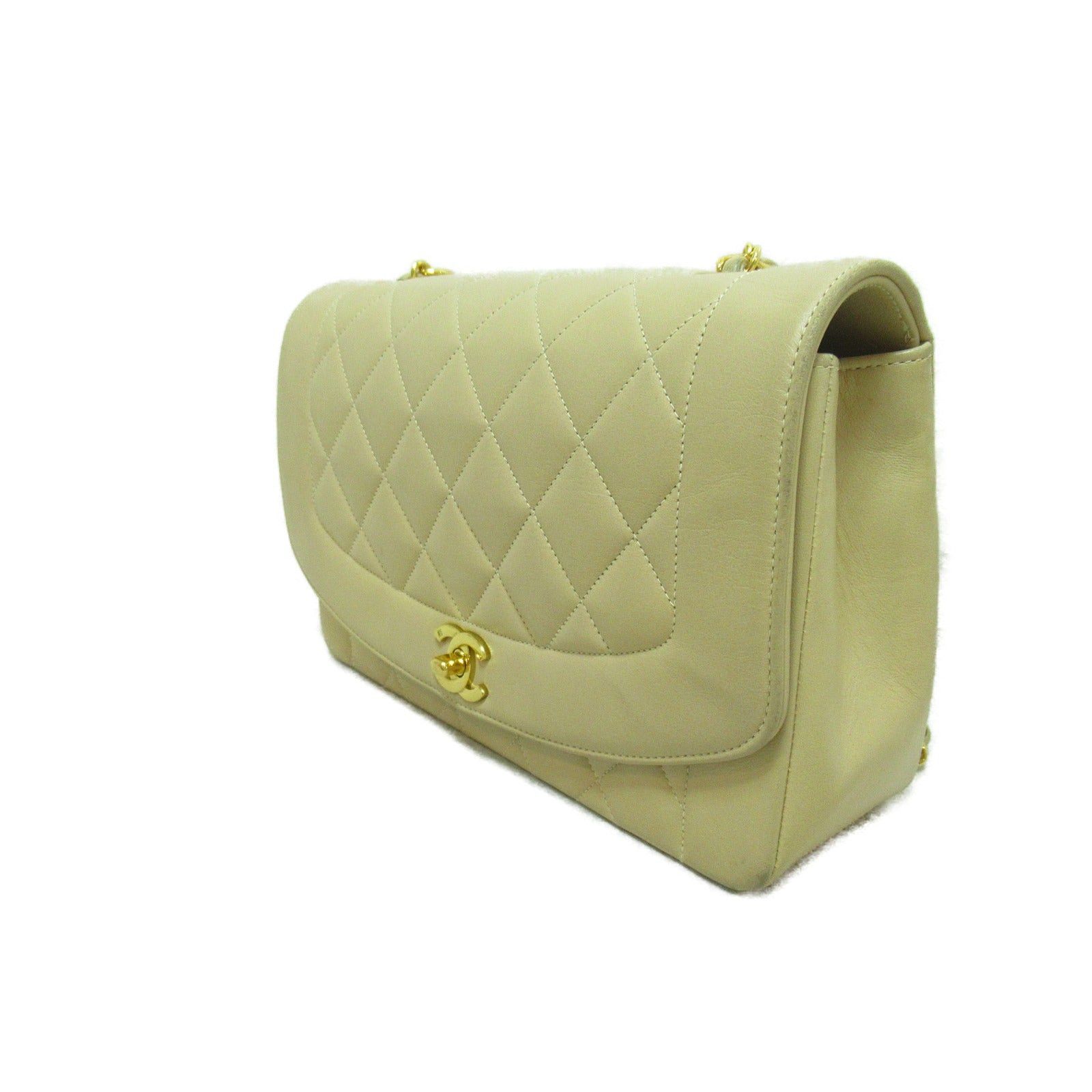 Chanel Chanel Matelasse Diana Chain Shoulder Bag Lambskin (Sheepskin) Beige Gold Hardware Size ONE SIZE - 3 Thumbnail
