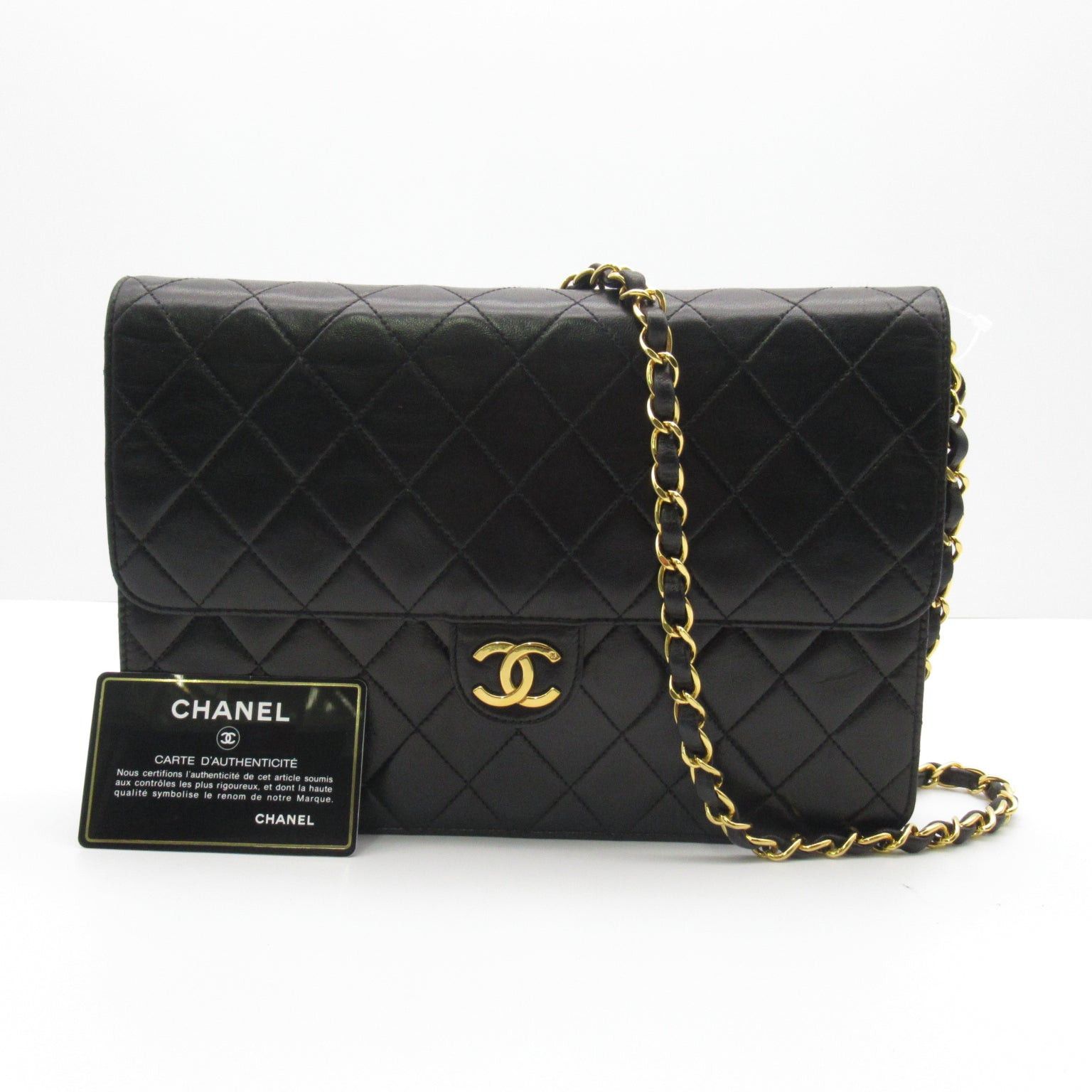 Chanel Chanel Push Lock Matelasse Chain Shoulder Bag Lambskin (Sheepskin) Black Gold Hardware Size ONE SIZE - 13 Thumbnail