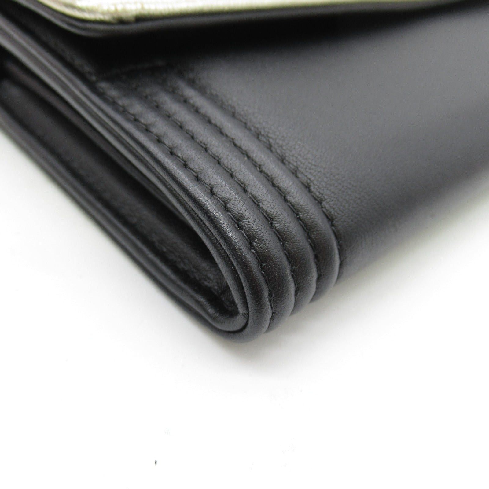 Chanel Chanel Bi-Fold Long Wallet Lambskin (Sheepskin) Calfskin (Cowhide) Black Gold Hardware Size ONE SIZE - 10 Thumbnail