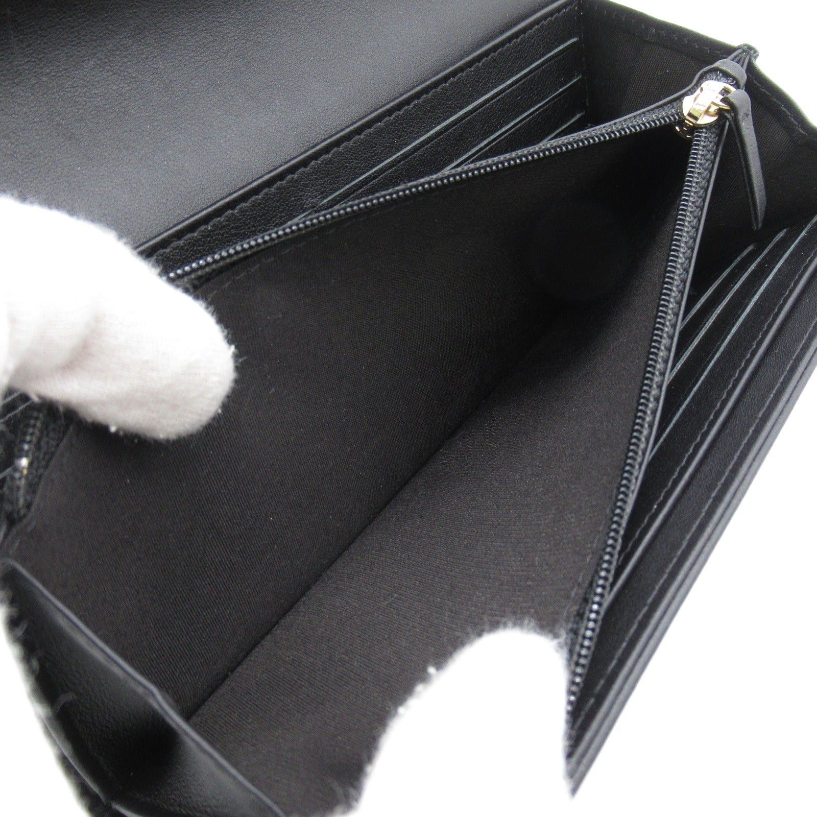 Chanel Chanel Bi-Fold Long Wallet Lambskin (Sheepskin) Calfskin (Cowhide) Black Gold Hardware Size ONE SIZE - 13 Thumbnail