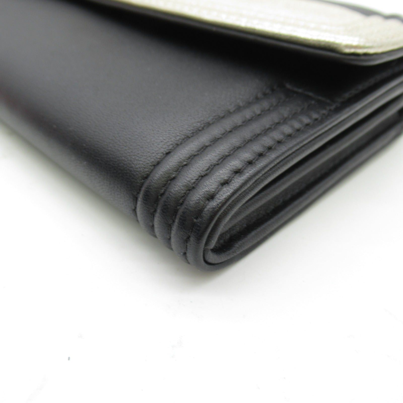 Chanel Chanel Bi-Fold Long Wallet Lambskin (Sheepskin) Calfskin (Cowhide) Black Gold Hardware Size ONE SIZE - 9 Thumbnail