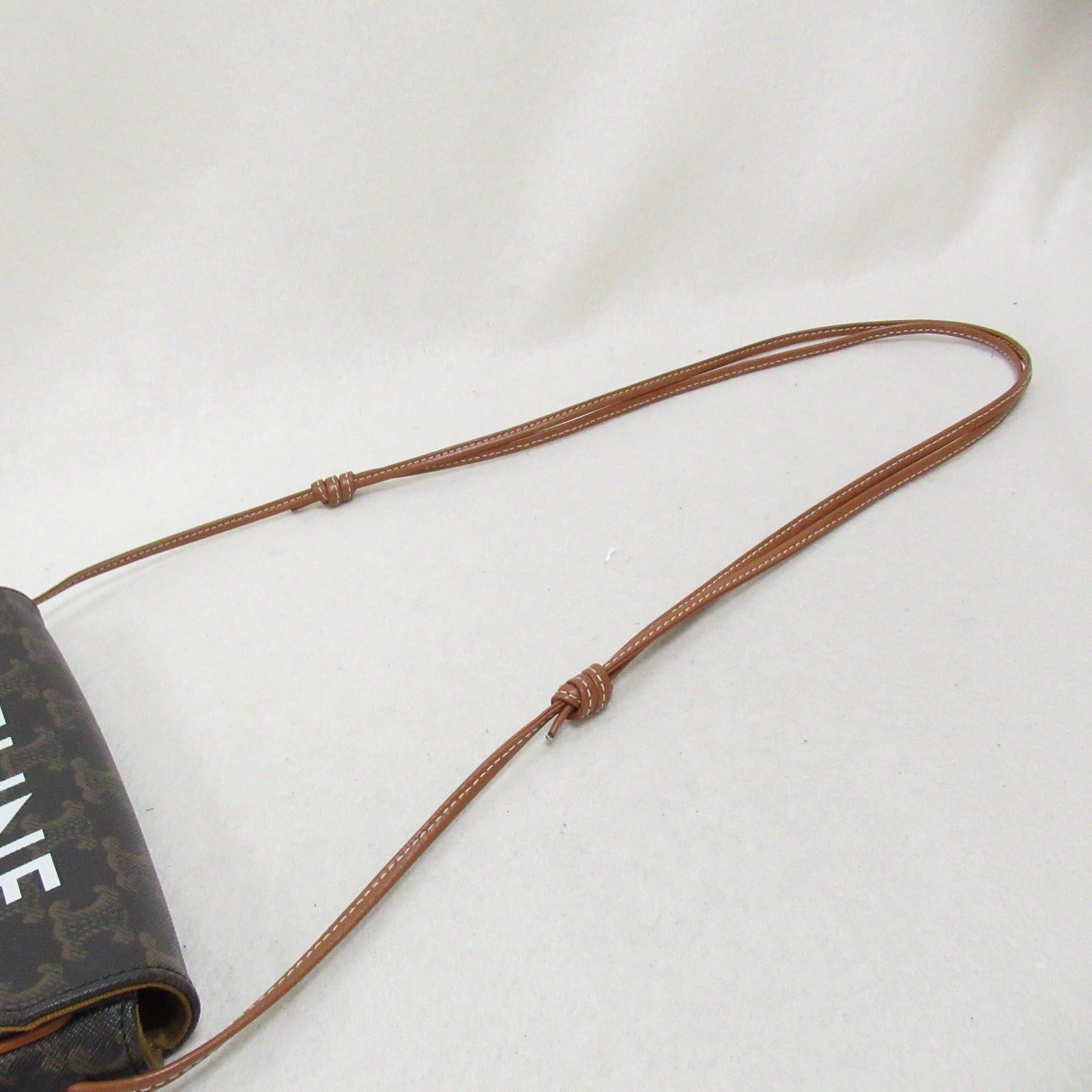 Celine Celine Triomphe Triangle Shoulder Bag Canvas Black Brown Size ONE SIZE - 7 Thumbnail