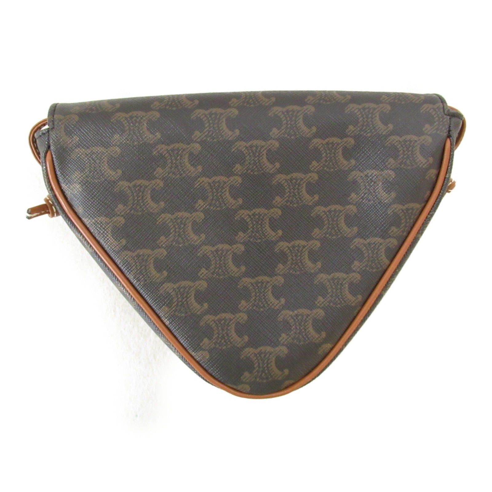 Celine Celine Triomphe Triangle Shoulder Bag Canvas Black Brown Size ONE SIZE - 2 Thumbnail