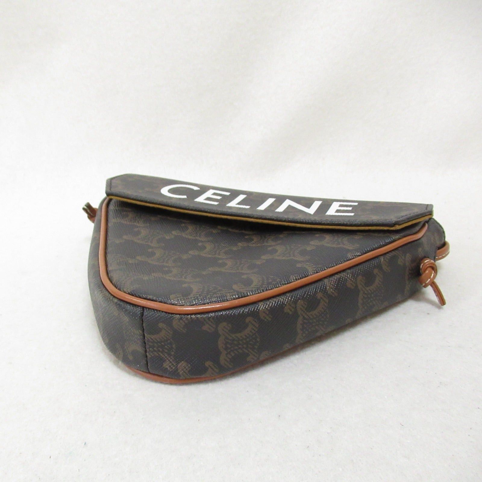 Celine Celine Triomphe Triangle Shoulder Bag Canvas Black Brown Size ONE SIZE - 4 Thumbnail