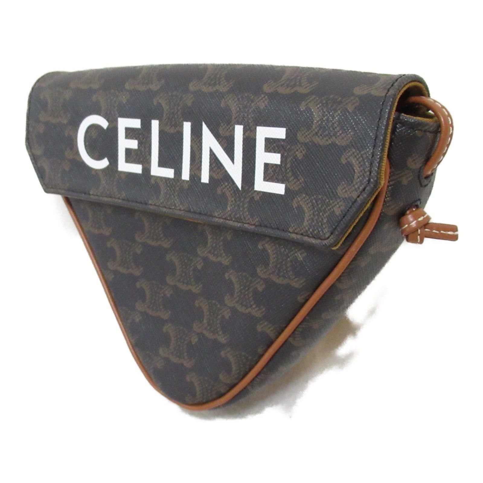 Celine Celine Triomphe Triangle Shoulder Bag Canvas Black Brown Size ONE SIZE - 3 Thumbnail