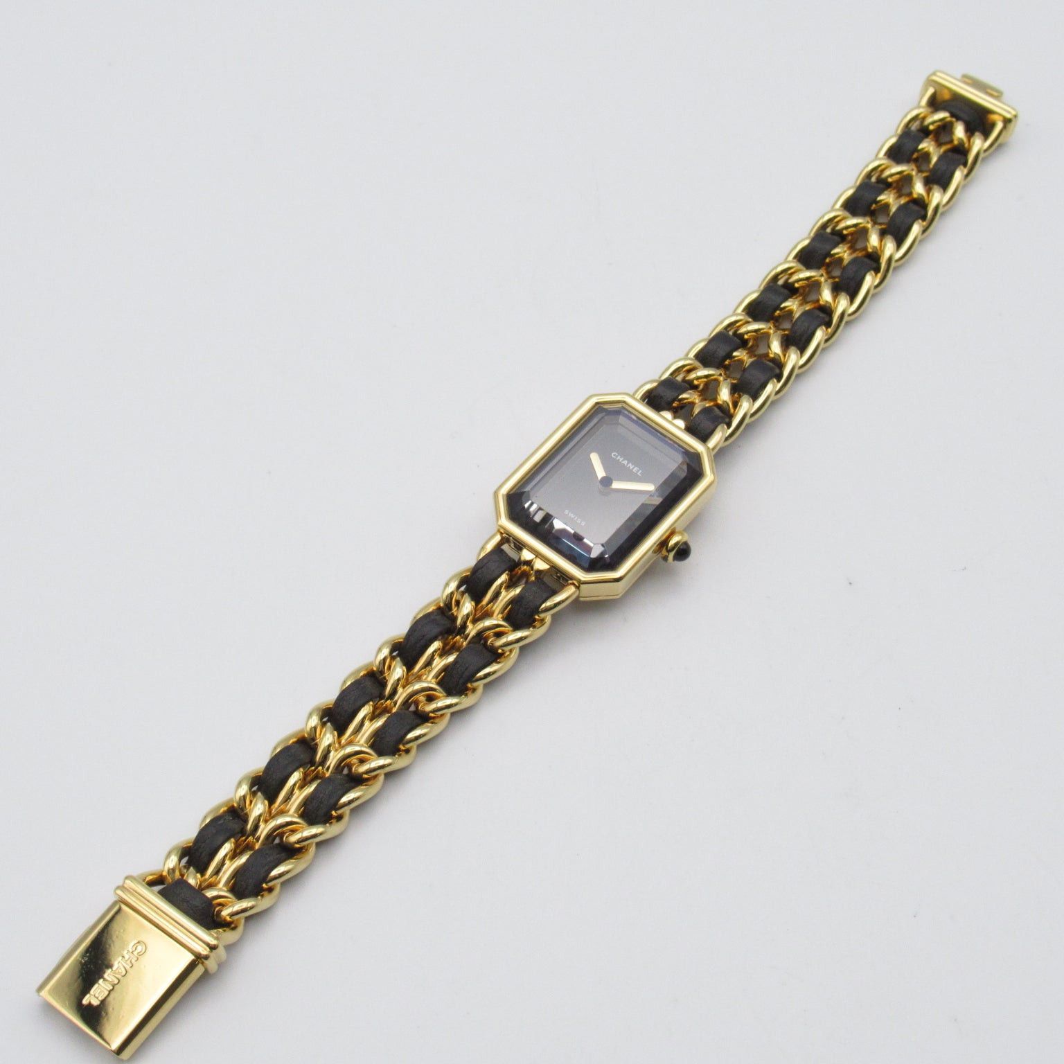 Chanel Premier L Women Watch Quartz Gp (Gold Plated) Leather Belt Black