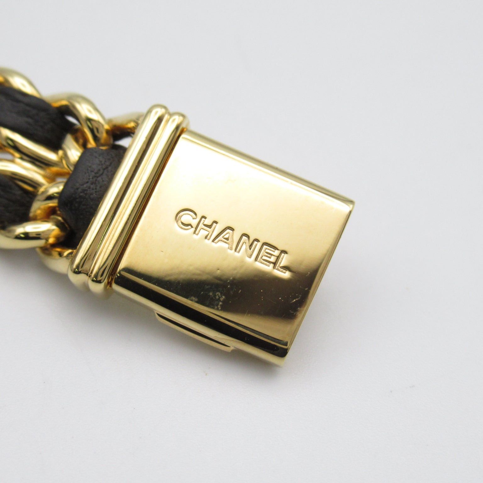 Chanel Premier L Women Watch Quartz Gp (Gold Plated) Leather Belt Black