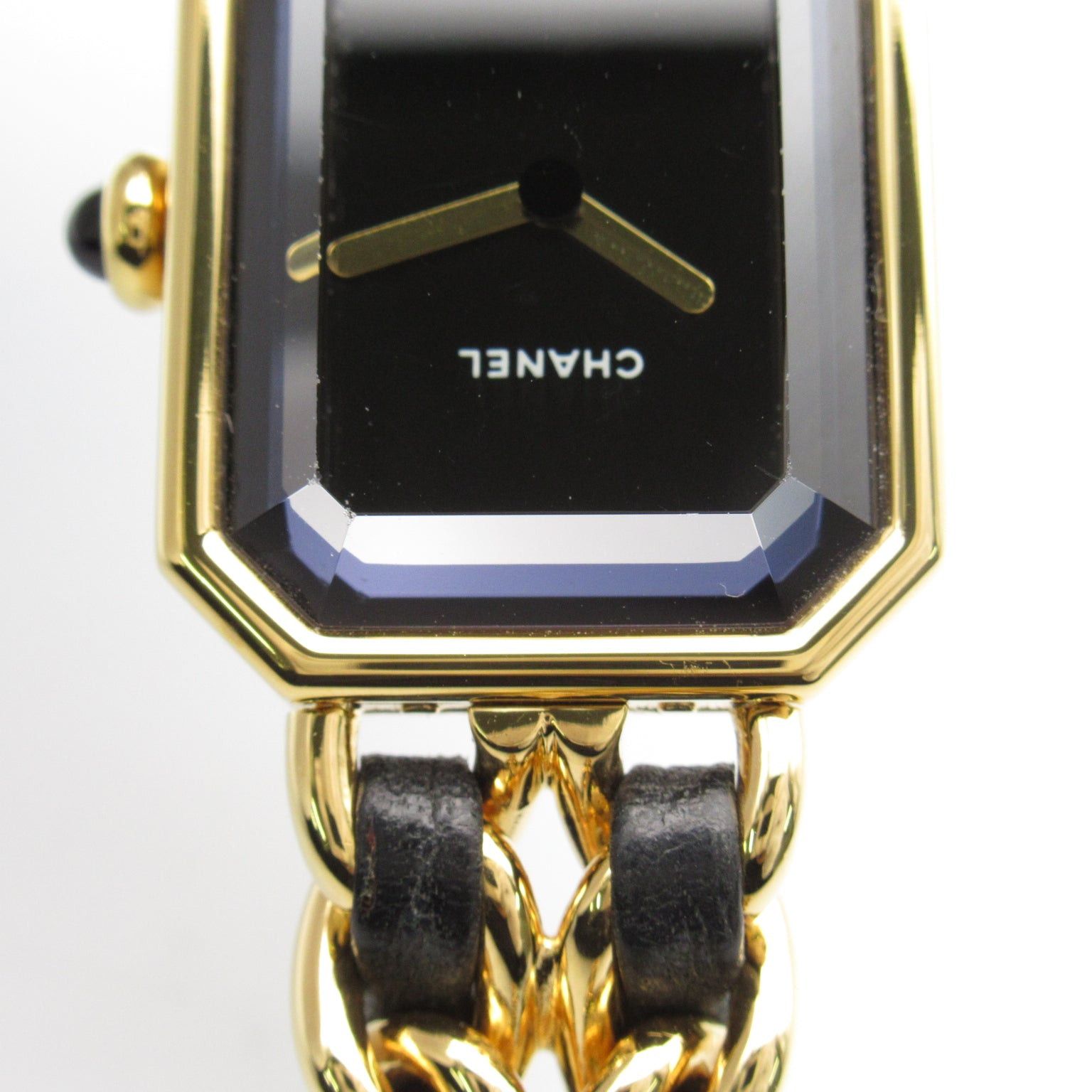 Chanel Premier L Women Watch Quartz Gp (Gold Plated) Leather Belt Black
