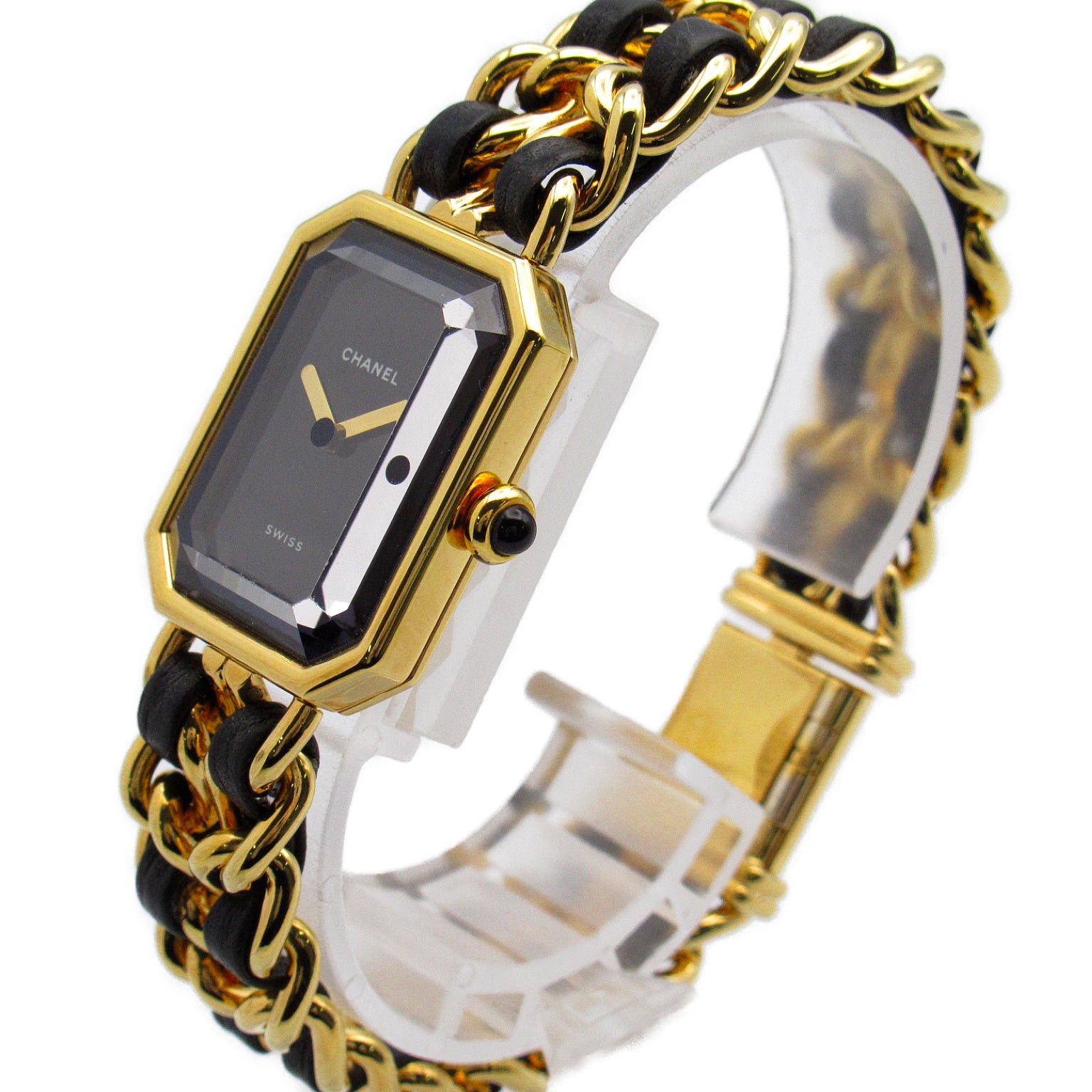 Chanel Premier L Women Watch Quartz Gp (Gold Plated) Leather Belt Black