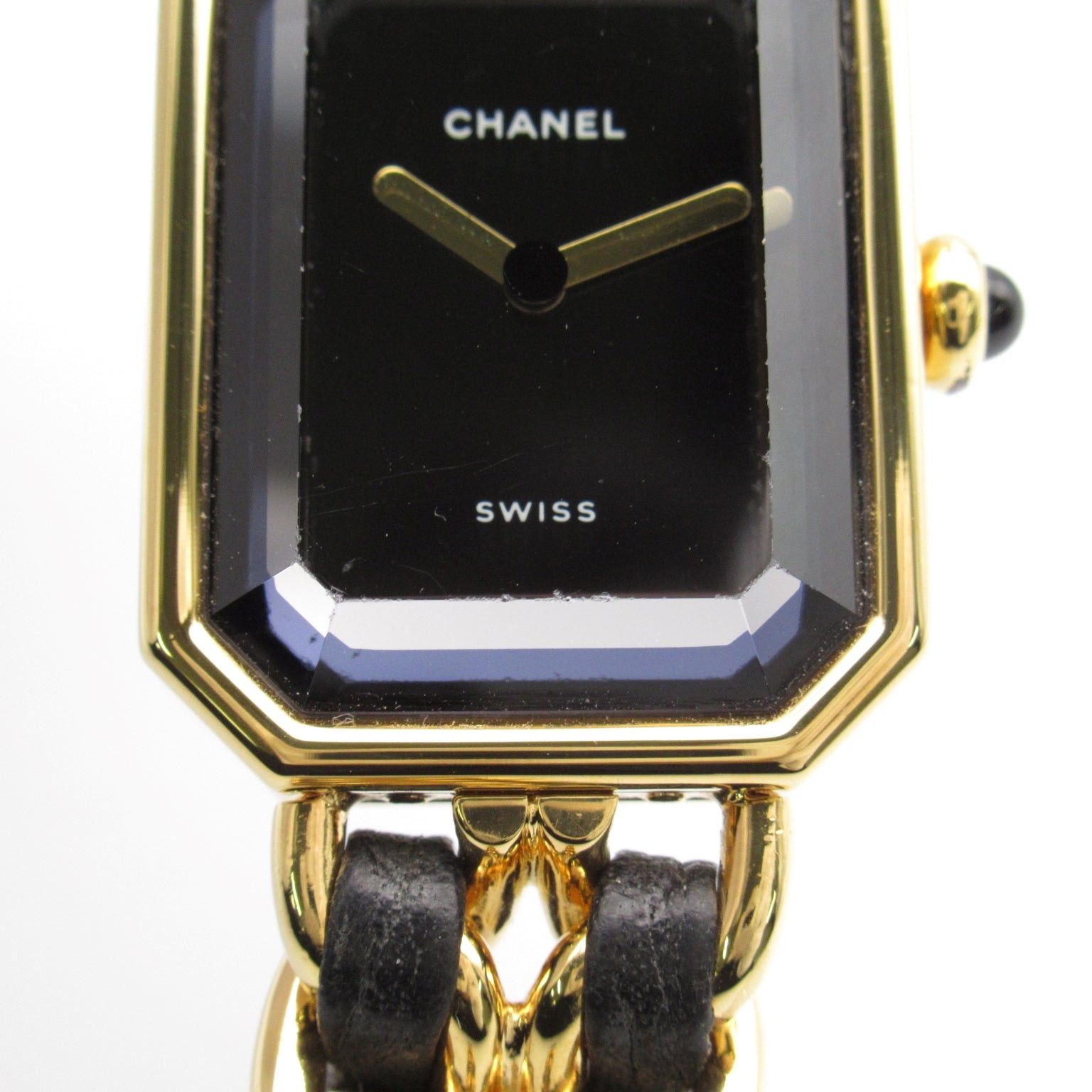 Chanel Premier L Women Watch Quartz Gp (Gold Plated) Leather Belt Black