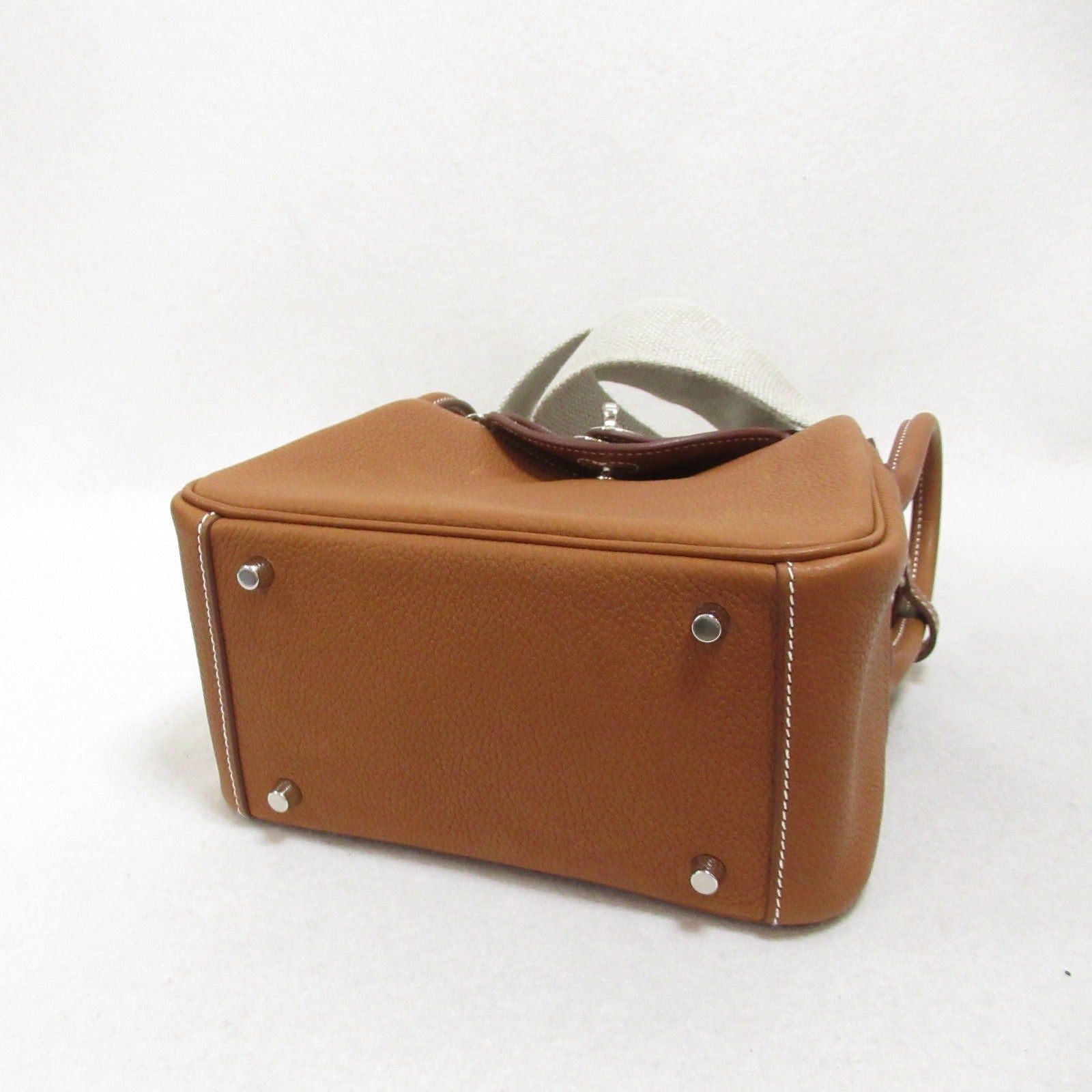 Hermes Hermes Lindy Mini Shoulder Bag Leather Toile Veau Barenia Brown Gold Silver Hardware B Stamp Size ONE SIZE - 4 Thumbnail
