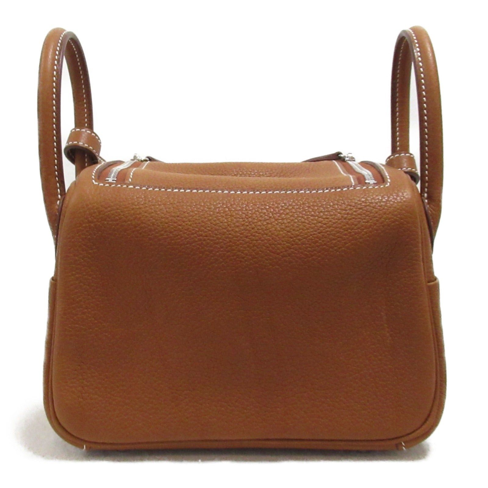 Hermes Hermes Lindy Mini Shoulder Bag Leather Toile Veau Barenia Brown Gold Silver Hardware B Stamp Size ONE SIZE - 2 Thumbnail