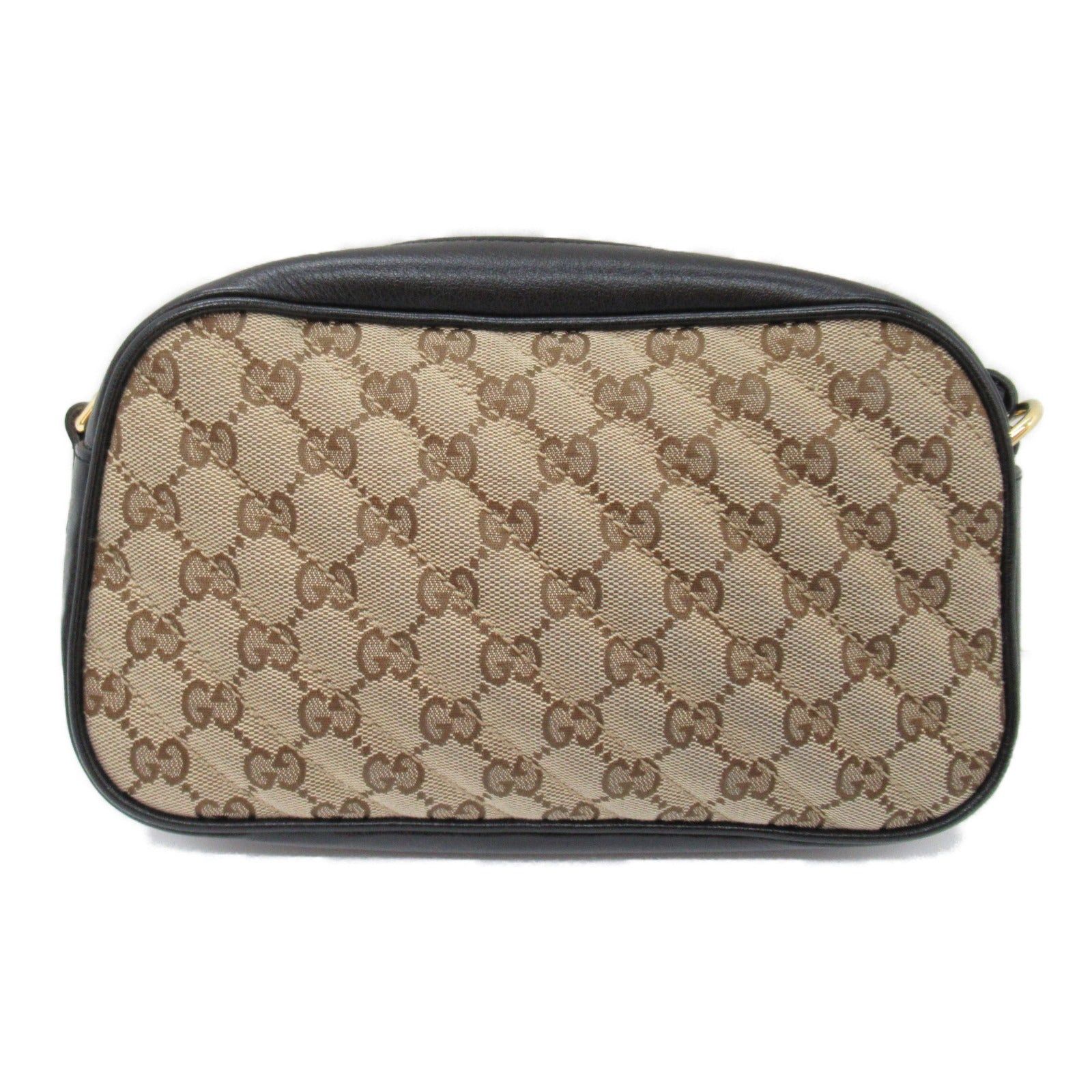 Gucci Gucci Gg Marmont Shoulder Bag Canvas Leather Beige Black Size ONE SIZE - 2 Thumbnail