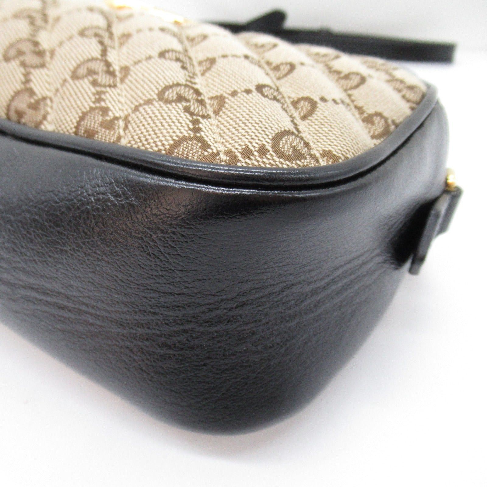 Gucci Gucci Gg Marmont Shoulder Bag Canvas Leather Beige Black Size ONE SIZE - 8 Thumbnail