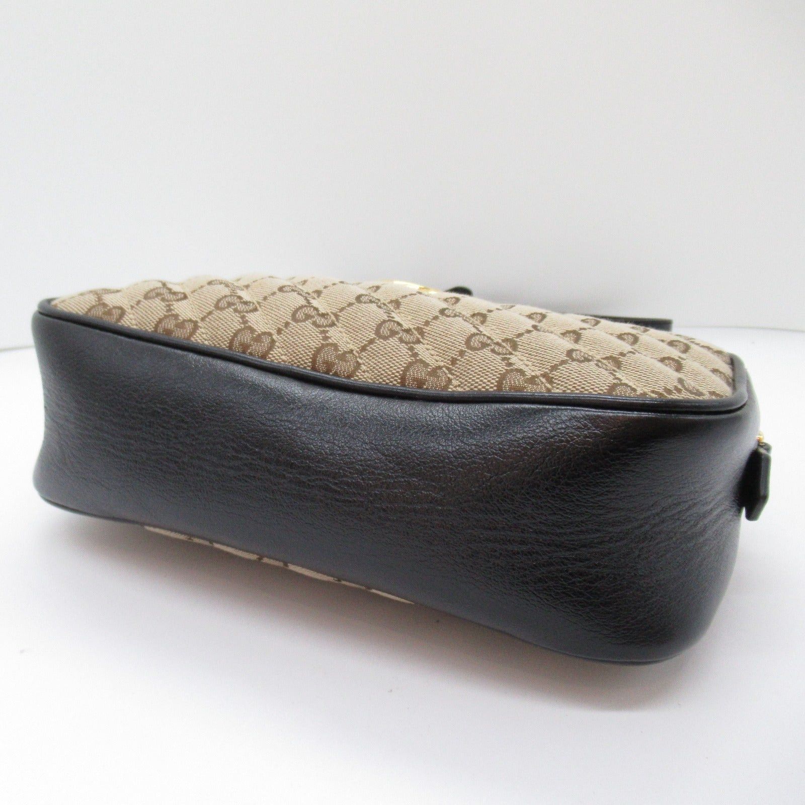 Gucci Gucci Gg Marmont Shoulder Bag Canvas Leather Beige Black Size ONE SIZE - 4 Thumbnail