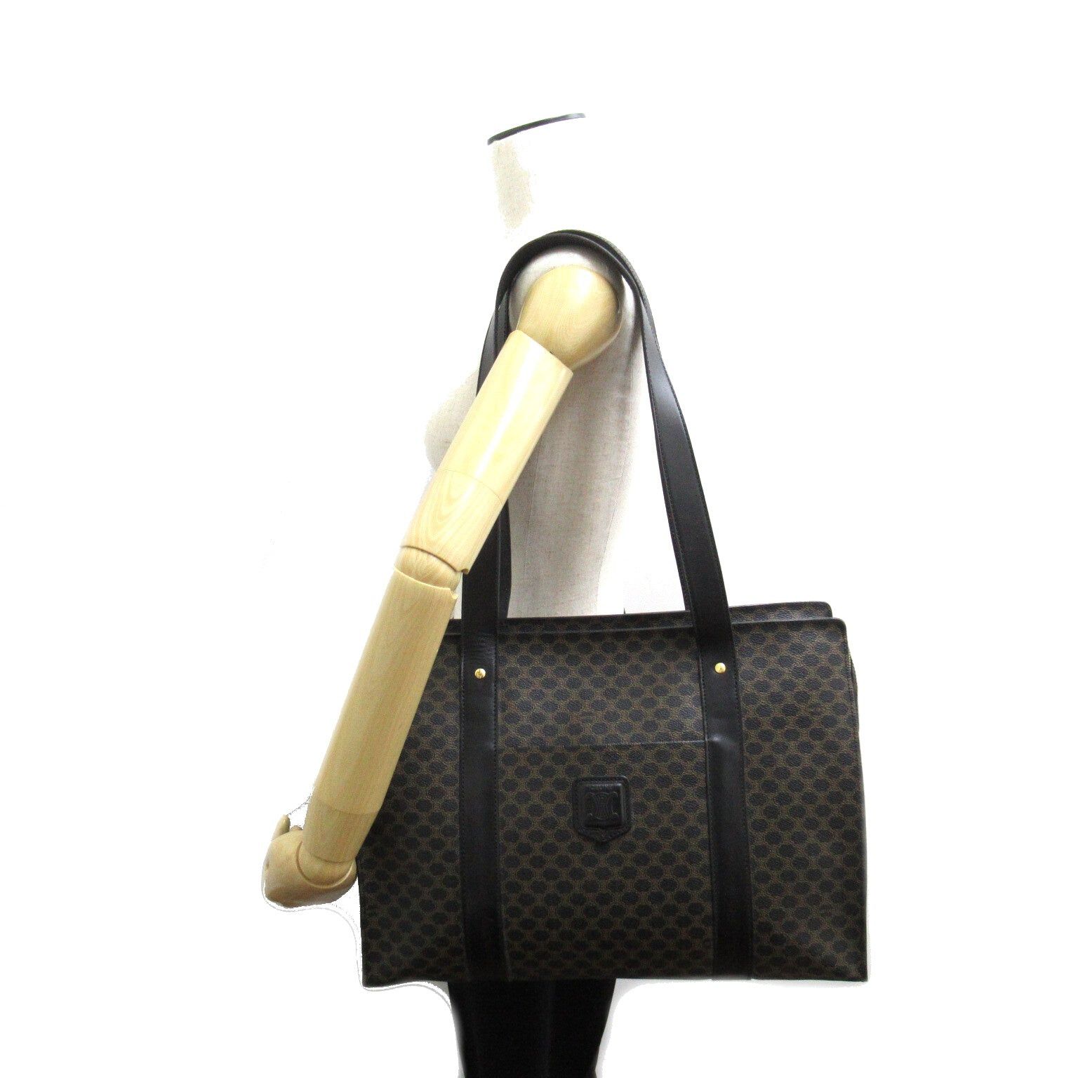 Celine Celine Shopping Bag Handbag Tote Coated Canvas Black Brown Size ONE SIZE - 5 Thumbnail