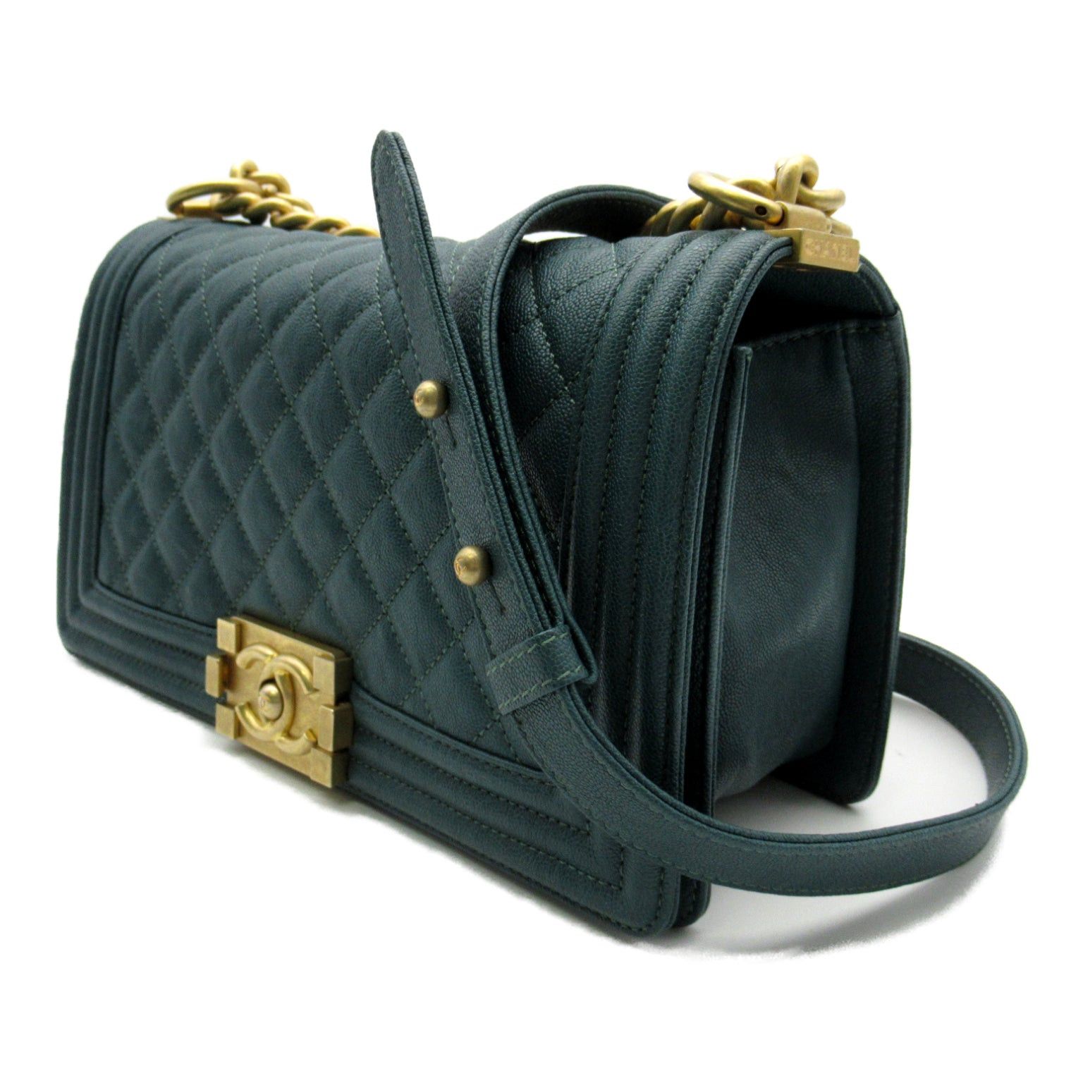 Chanel Chanel Boy Chanel Chain Shoulder Bag Caviar Skin (Grained Calf) Green Gold Hardware Size ONE SIZE - 2 Thumbnail