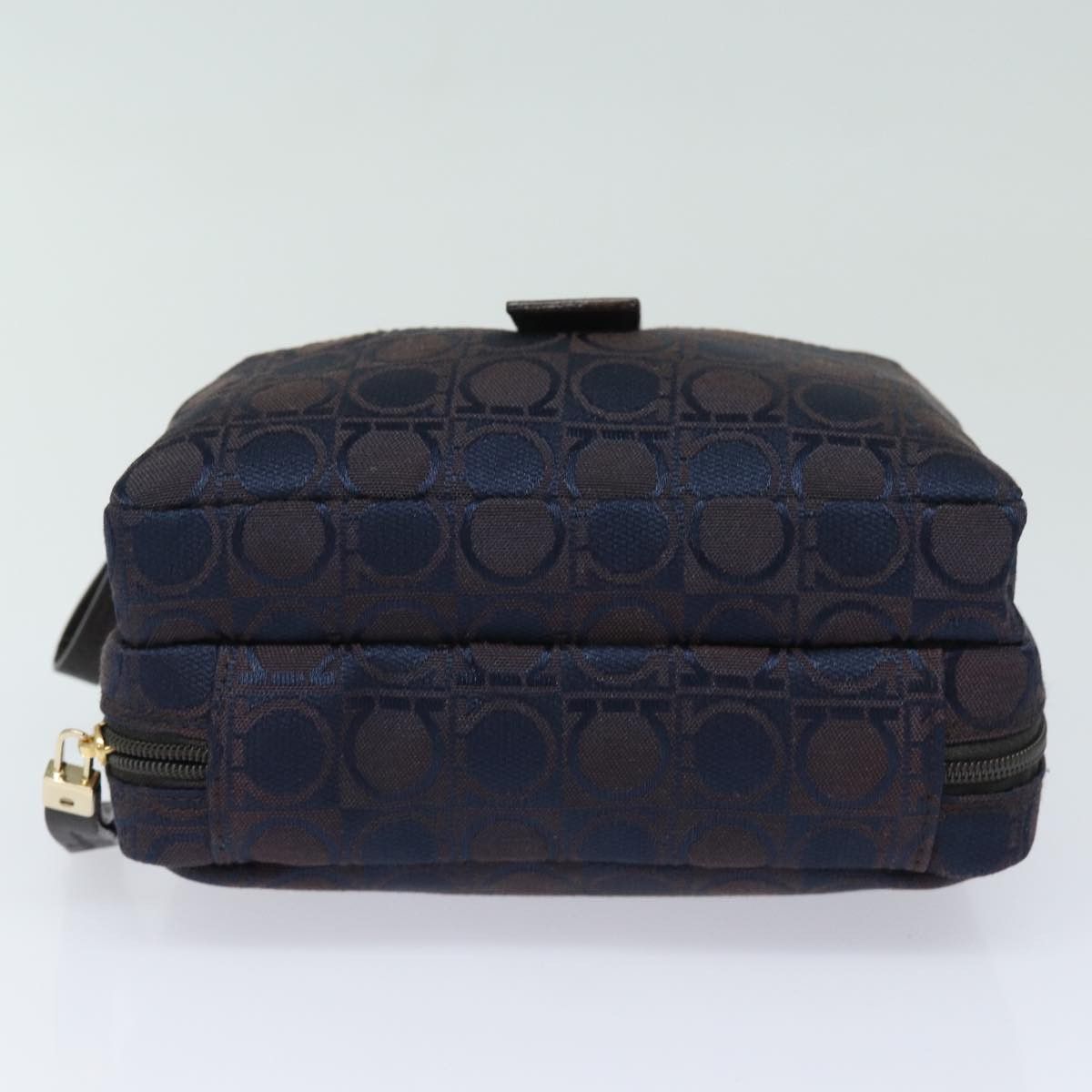 Salvatore Ferragamo Gancini Navy Canvas Handbag (Pre-Owned) Size ONE SIZE - 3 Thumbnail