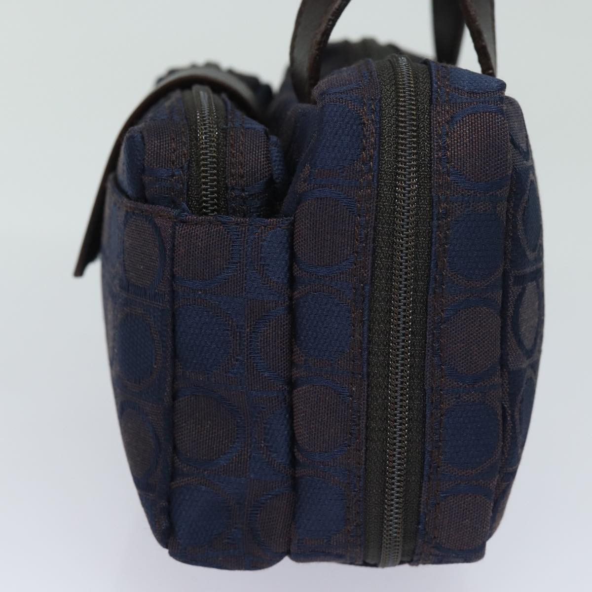 Salvatore Ferragamo Gancini Navy Canvas Handbag (Pre-Owned) Size ONE SIZE - 8 Thumbnail
