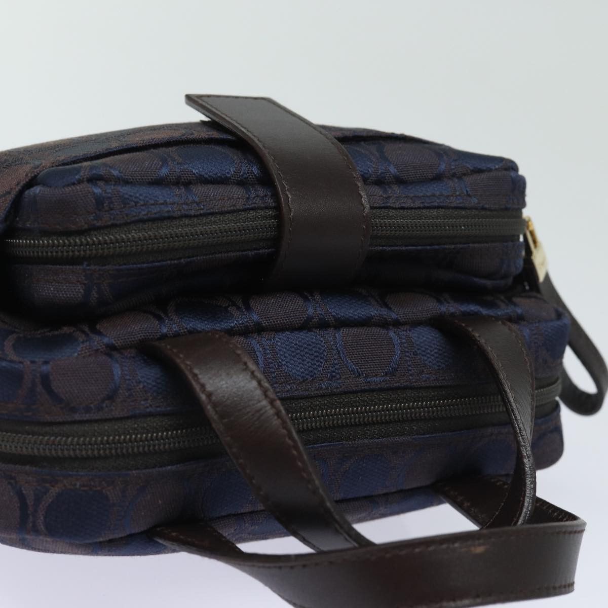 Salvatore Ferragamo Gancini Navy Canvas Handbag (Pre-Owned) Size ONE SIZE - 4 Thumbnail