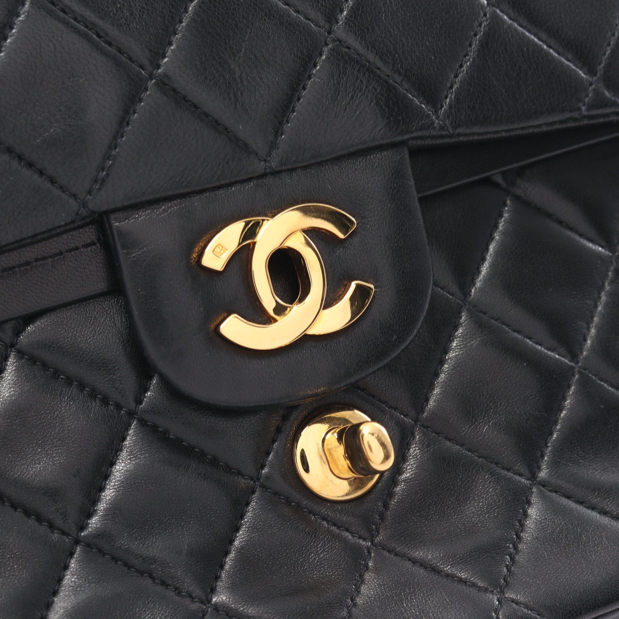 Chanel Chanel Matelasse Double Flap Chain Shoulder Bag Lambskin Black Gold Hardware Size ONE SIZE - 5 Thumbnail