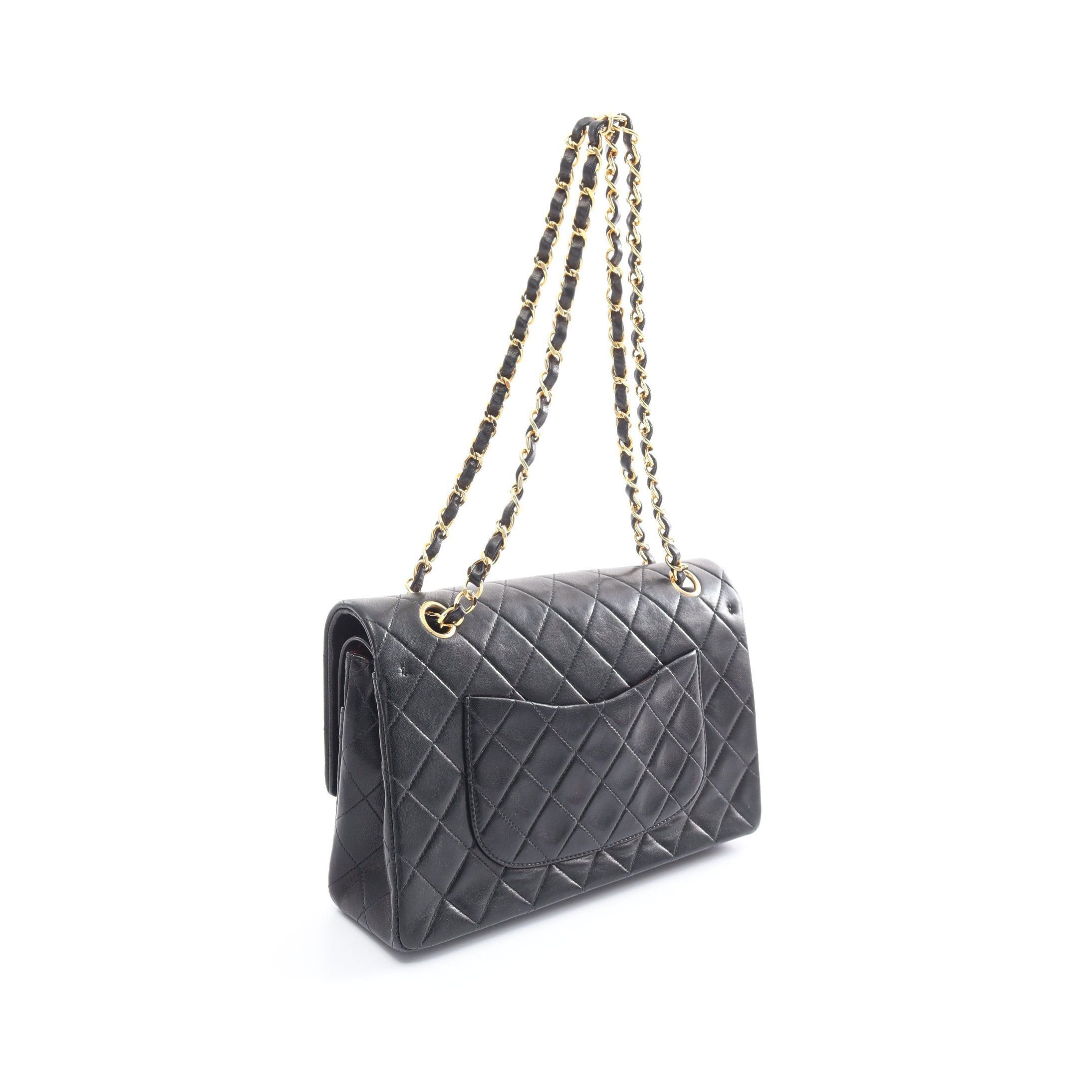 Chanel Chanel Matelasse Double Flap Chain Shoulder Bag Lambskin Black Gold Hardware Size ONE SIZE - 2 Thumbnail
