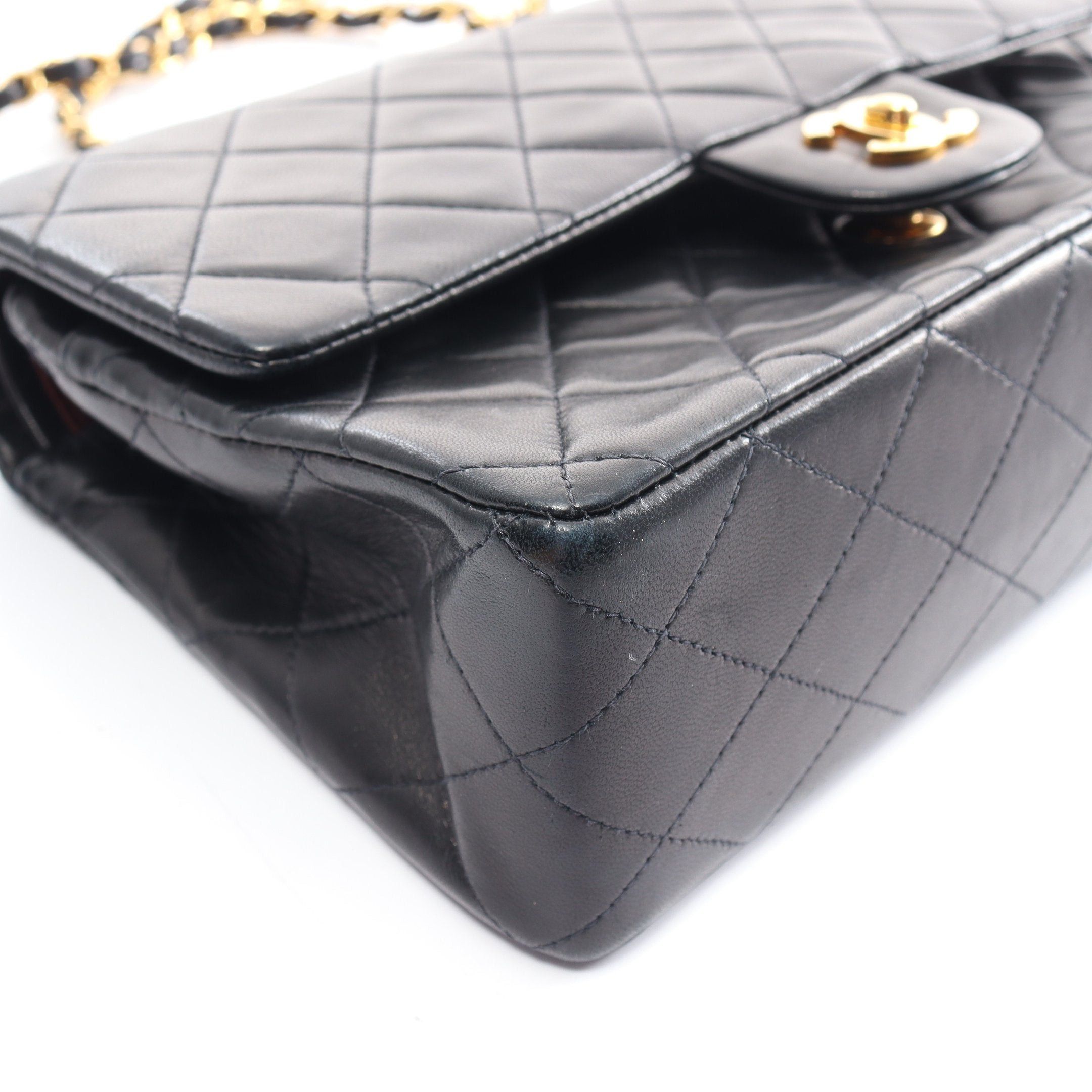 Chanel Chanel Matelasse Double Flap Chain Shoulder Bag Lambskin Black Gold Hardware Size ONE SIZE - 9 Thumbnail