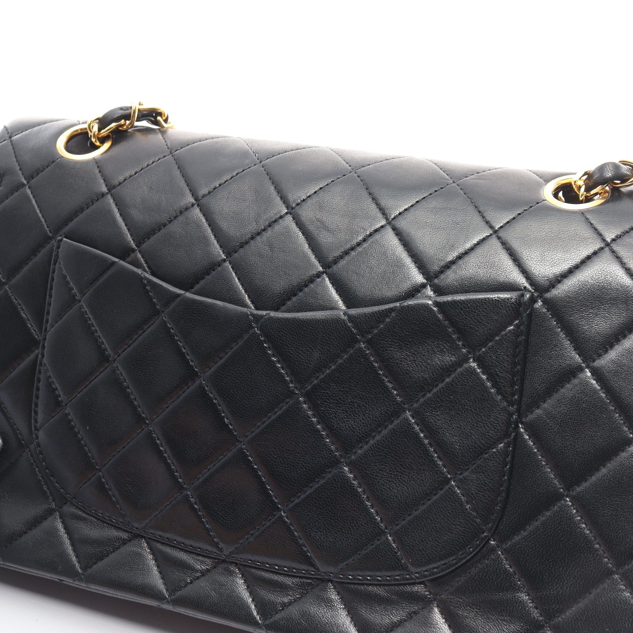 Chanel Chanel Matelasse Double Flap Chain Shoulder Bag Lambskin Black Gold Hardware Size ONE SIZE - 8 Thumbnail