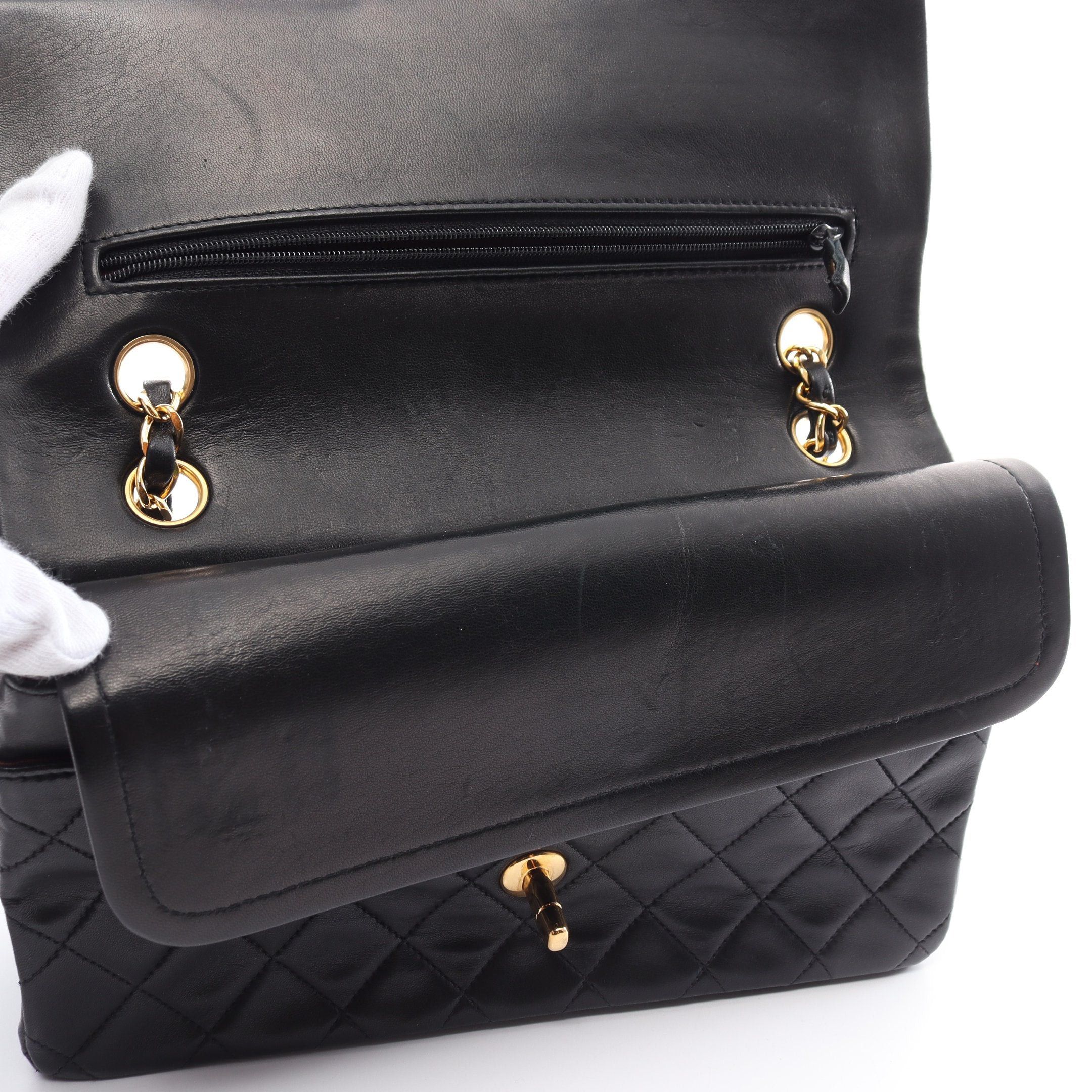 Chanel Chanel Matelasse Double Flap Chain Shoulder Bag Lambskin Black Gold Hardware Size ONE SIZE - 6 Thumbnail