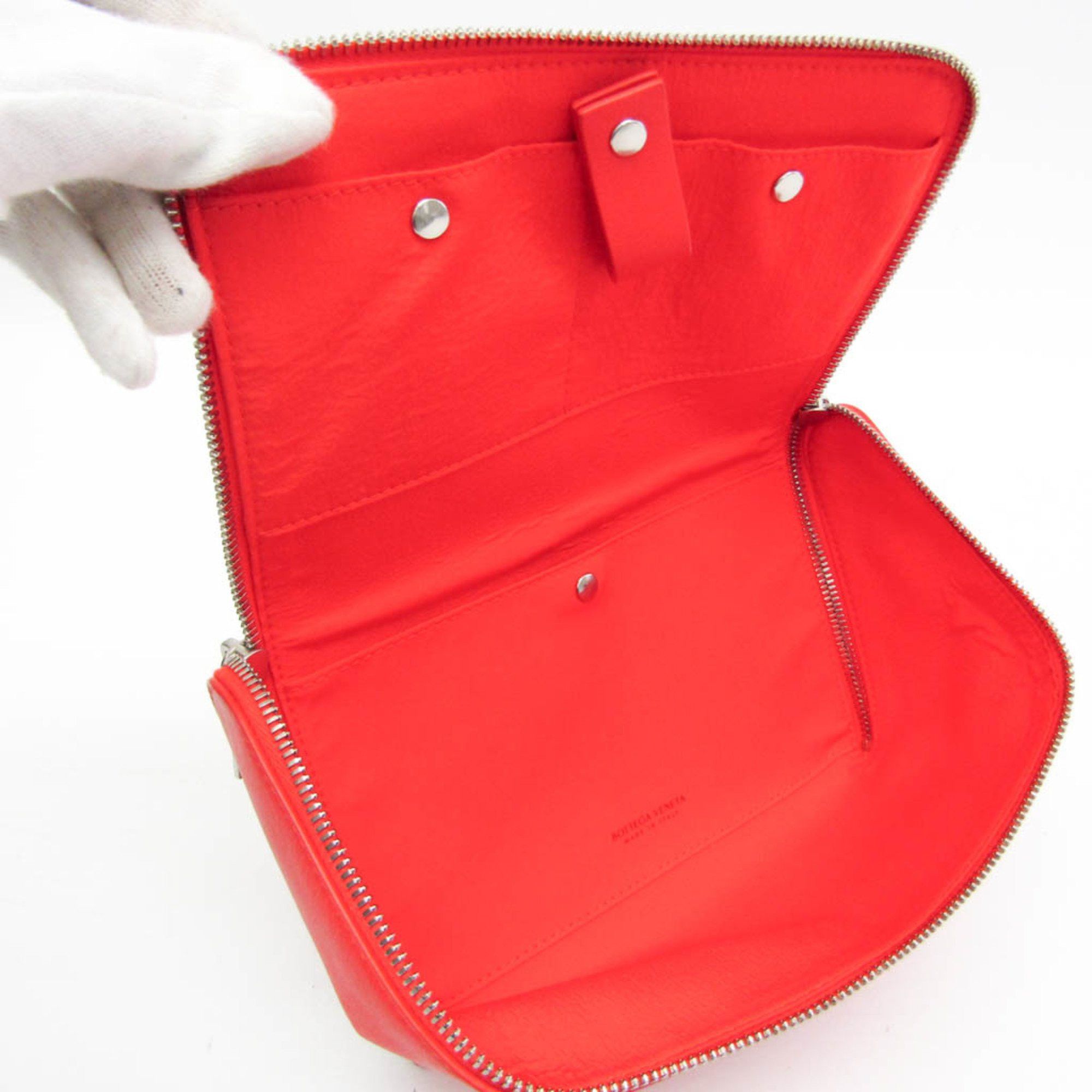 Bottega Veneta Organizer Red Leather Clutch Bag (Pre-Owned) Size ONE SIZE - 3 Thumbnail