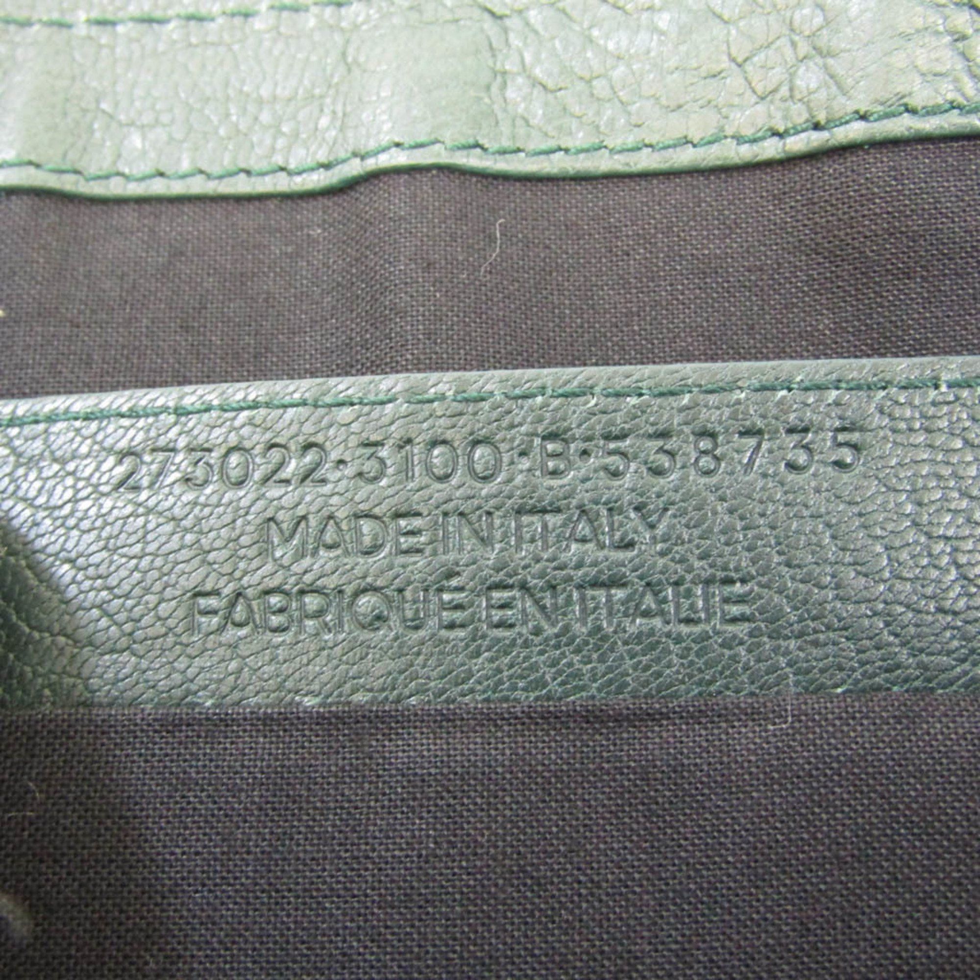 Balenciaga Clip Green Leather Clutch Bag (Pre-Owned) Size ONE SIZE - 4 Thumbnail